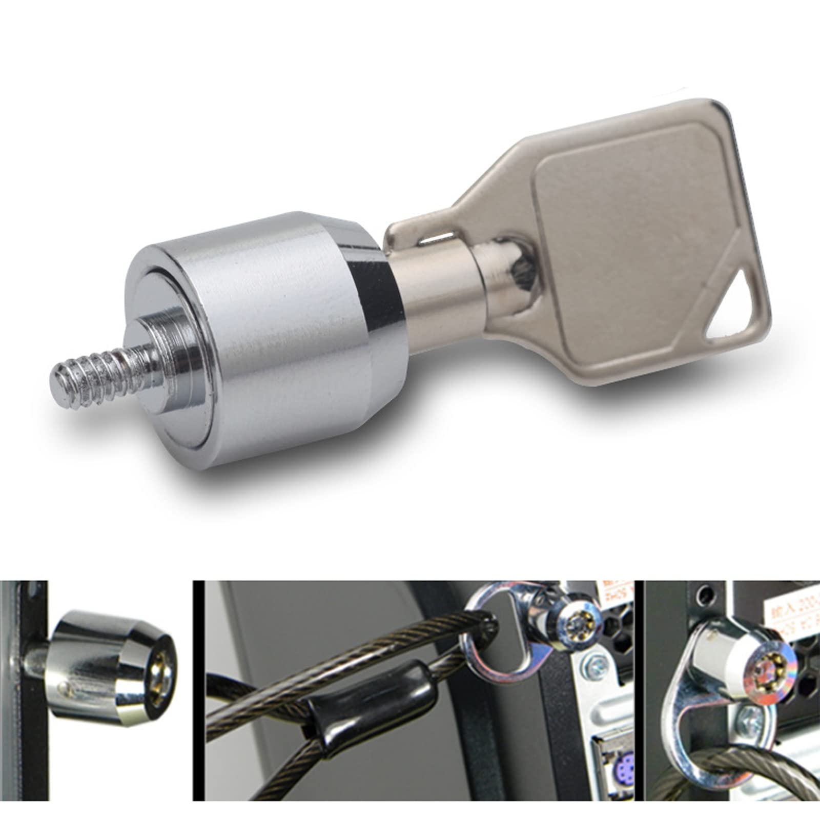 Computer Case Screw Lock - Anti-Theft PC Chassis Lock with Keys for Desktop Computer Security (Silver) | Perfect for Office, Home & Gaming PC Protection