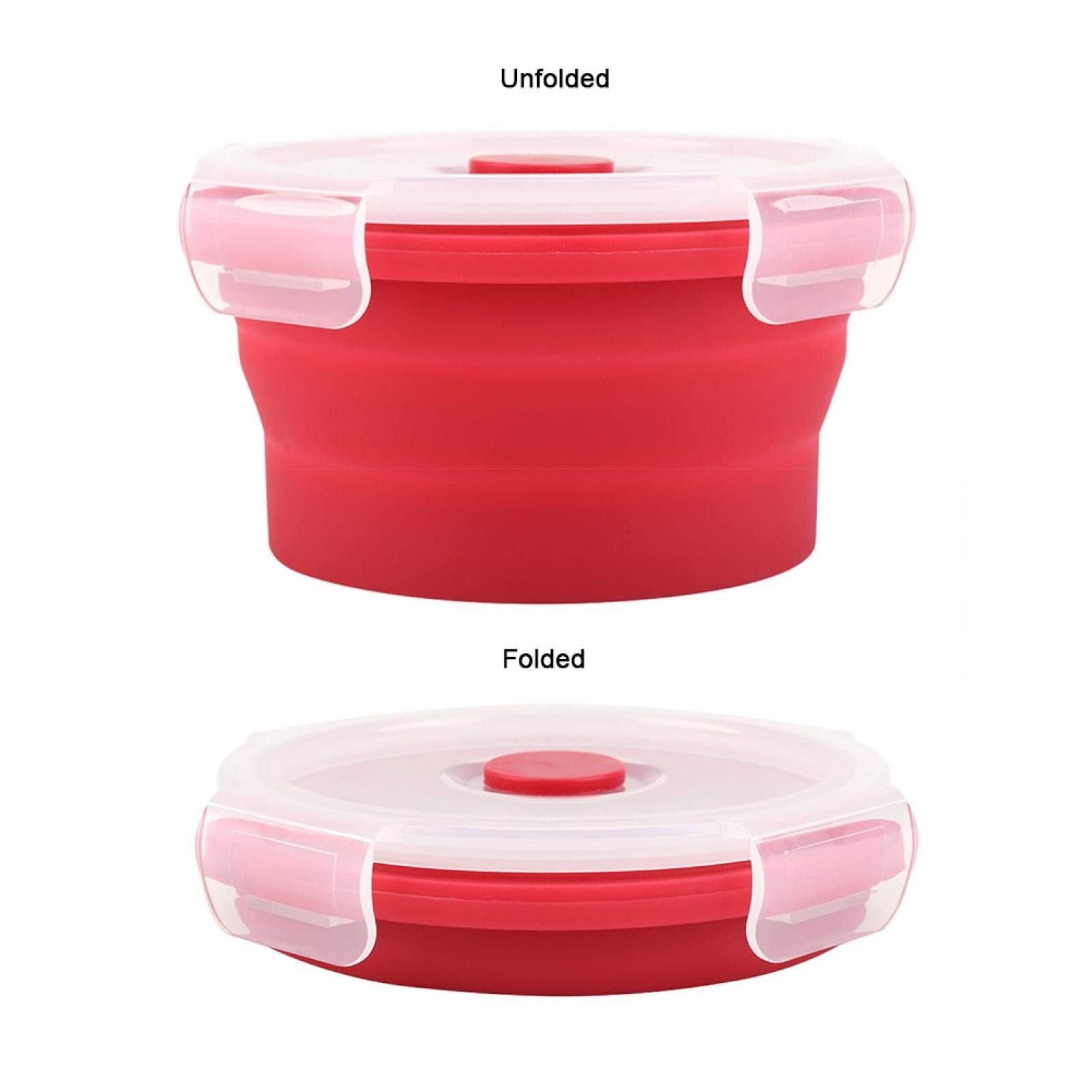 Foldable Silicone Bento Lunch Box 350ml - Microwave Safe for Office & Picnics