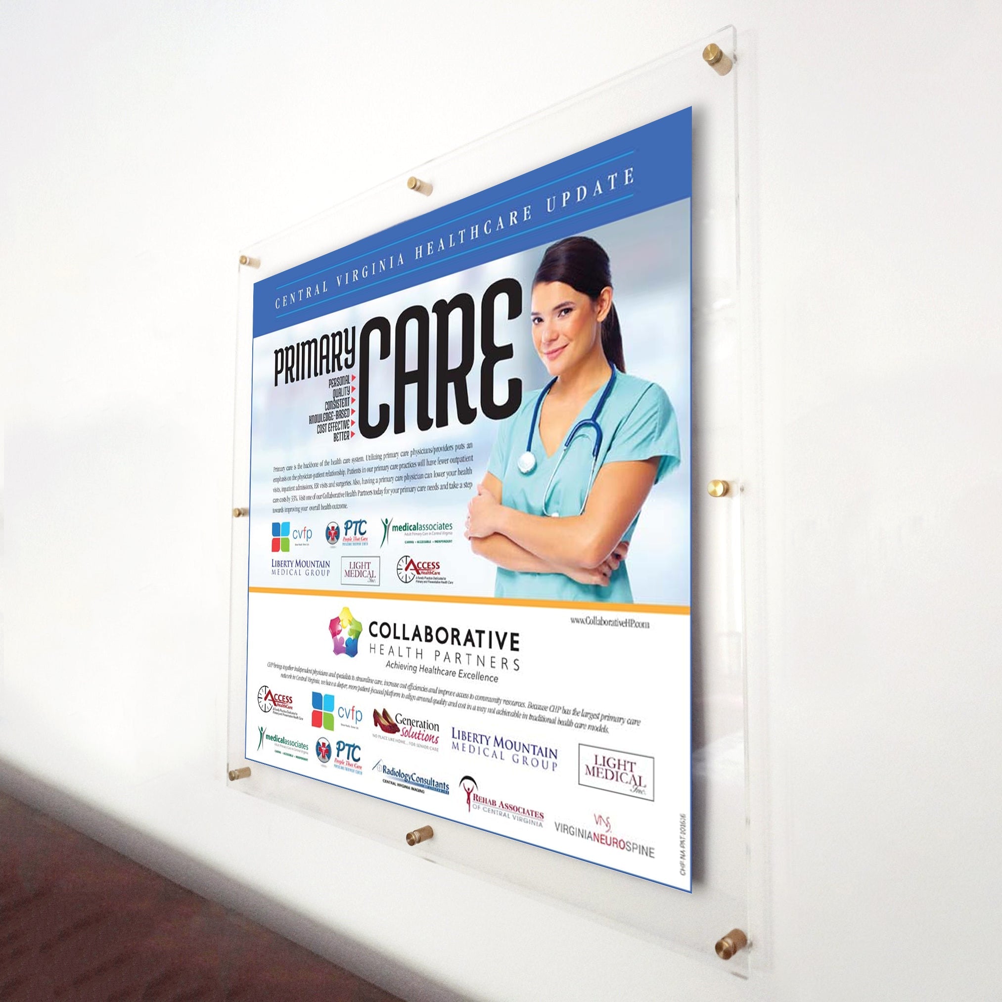 20 x 20 Inch Clear Acrylic Floating Wall Sign Holder with Standoff Hardware - Perfect for Retail Displays, Restaurant Menus, and Office Signage