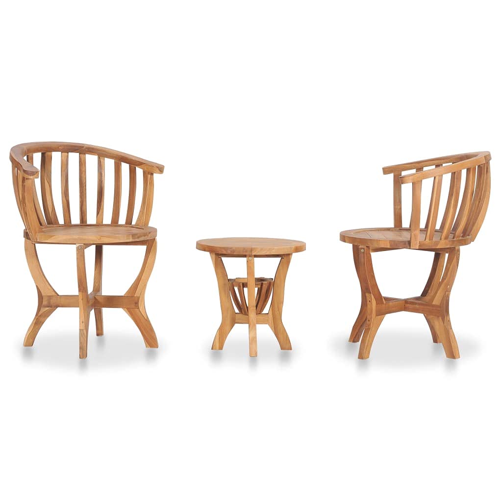 Premium 3-Piece Teak Wood Patio Furniture Set - Outdoor Bistro Table & Chairs for Backyard, Porch, Balcony, Garden, Poolside - Weather-Resistant Durable Wooden Dining Set (Perfect for Outdoor Entertaining & Relaxation)