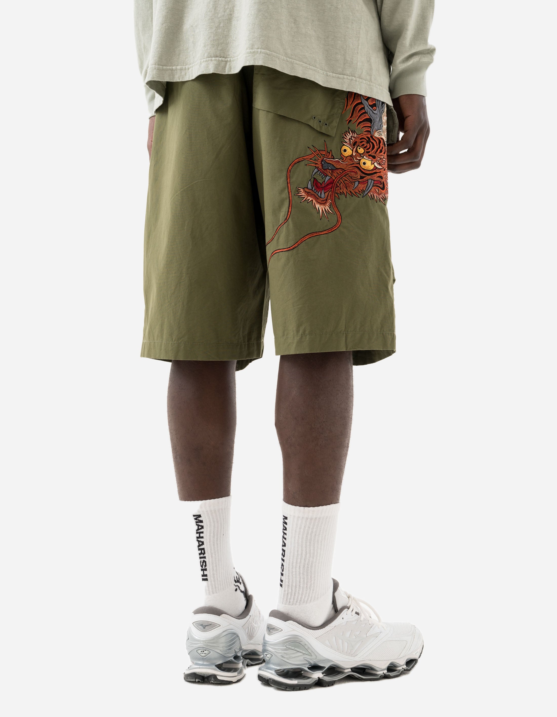 6094 Tiger Dragon Loose Fit Snoshorts - Olive OG 107F Military Style Cargo Shorts for Men | Outdoor Hiking, Camping & Streetwear Fashion