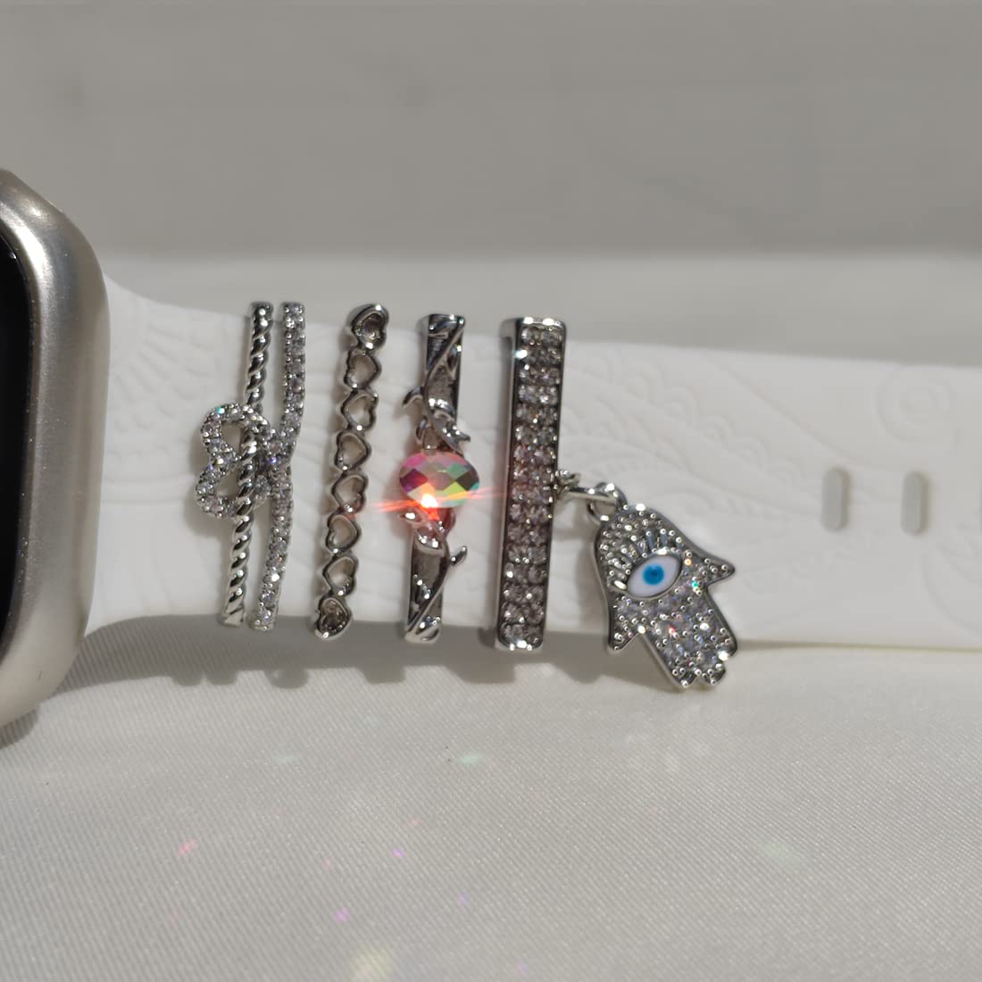 Elegant Watch Band Charms & Decorative Rings - Compatible with Apple Watch 49mm 45mm 44mm 42mm 41mm 40mm 38mm, Samsung Galaxy Watch 5/Pro/4 & Fitbit - Stylish Metal Jewelry Accessories for Women - Perfect for Daily Wear, Work & Special Occasions