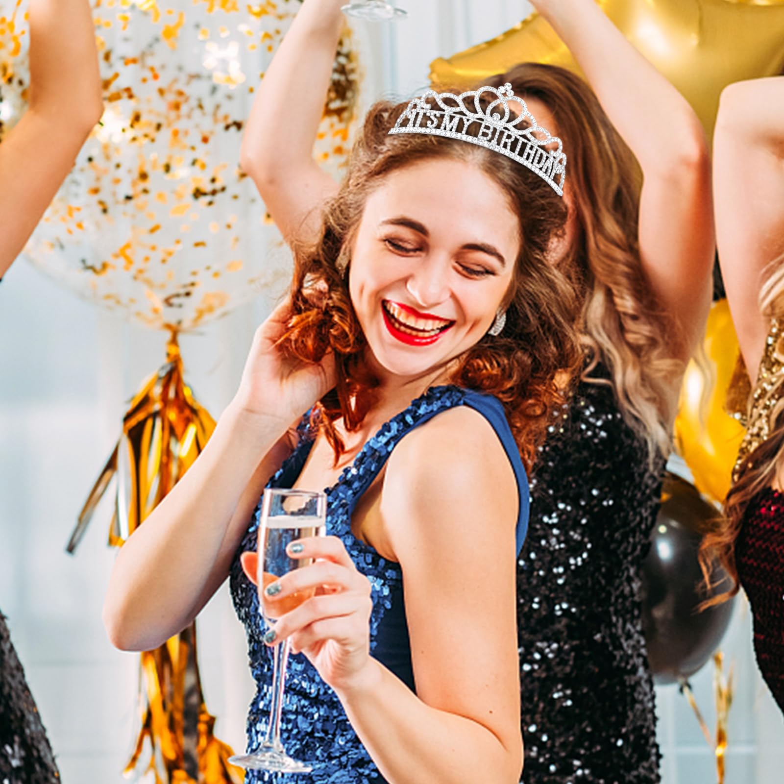Silver Birthday Crown for Women - Elegant Birthday Tiara & Headband for Birthday Girl - Perfect Birthday Decorations & Gifts for Parties, Celebrations & Special Occasions