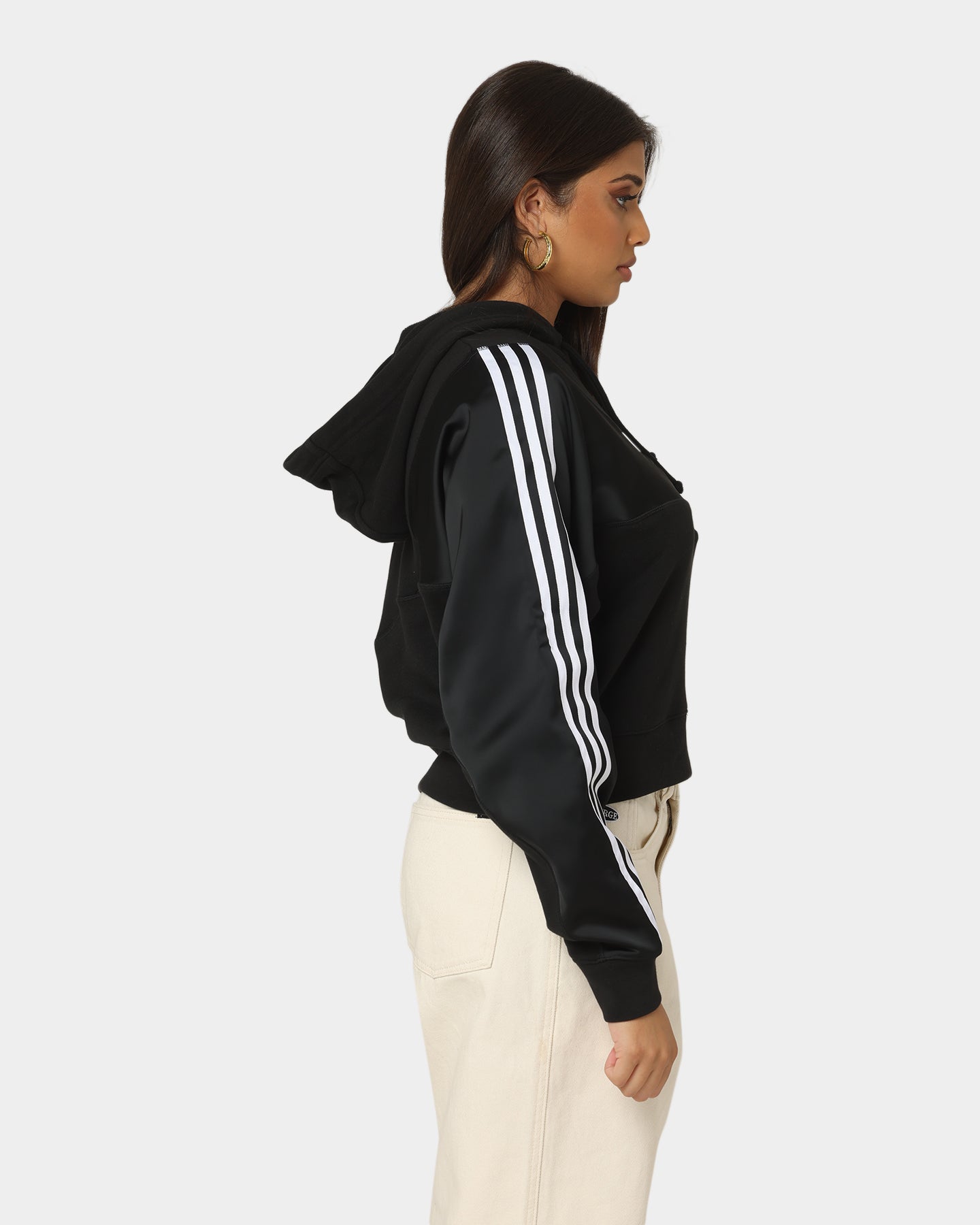 Adidas Women's Adicolor Split Trefoil Hoodie - Black | Casual Pullover Sweatshirt for Gym, Running & Streetwear Fashion