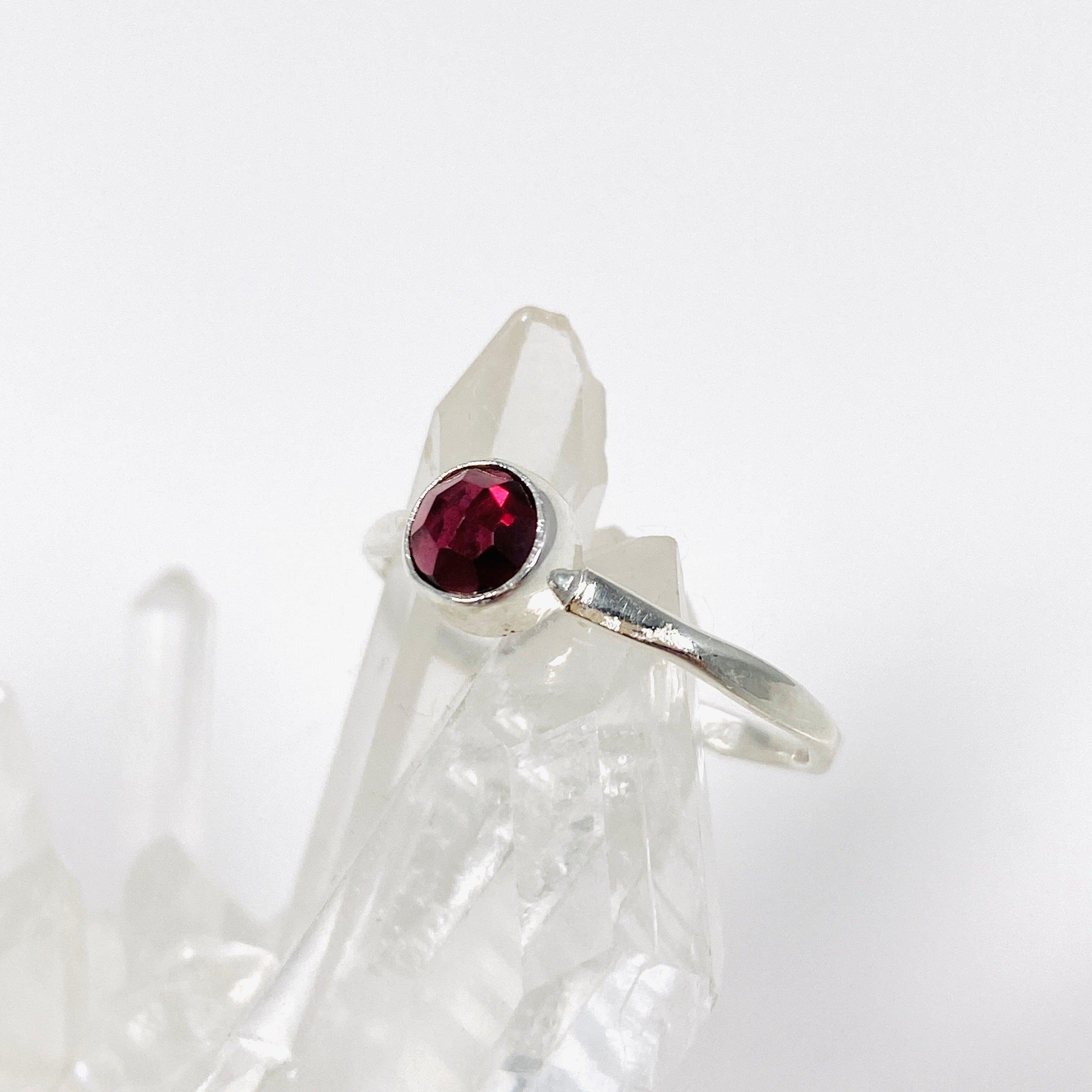 Garnet Faceted Petite Ring Size 7 - Dainty LRGJ 15 Jewelry for Women - Perfect for Everyday Wear, Date Nights & Special Occasions