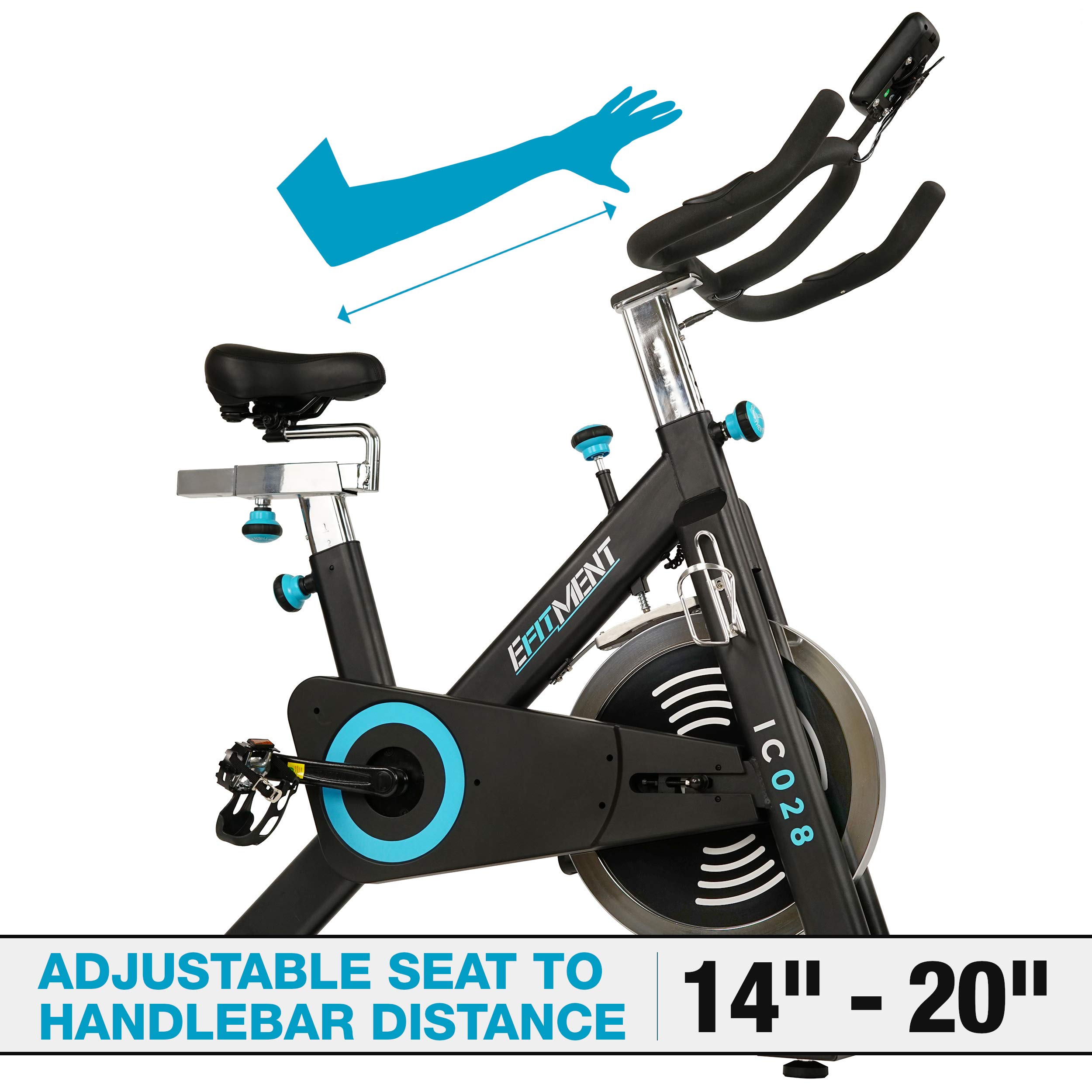EFITMENT Pro Belt Drive Indoor Cycling Bike with 48.5 lb Heavy Flywheel, Leather Seat Pad & LCD Monitor - Perfect for Home Gym, Cardio Workouts & Spin Classes (Model IC028)