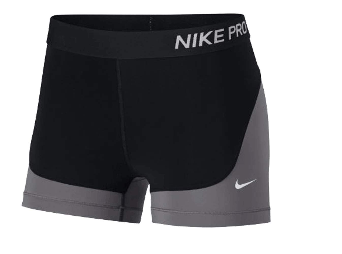Nike Women's Pro 3-Inch Shorts - Black/Gunsmoke/White - Size Large - Perfect for Running, Yoga & Gym Workouts