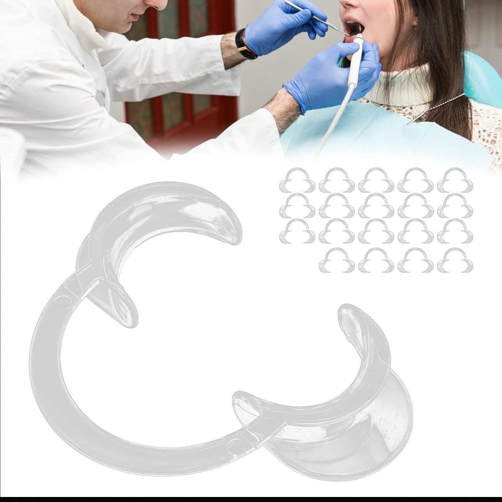 20 Pcs Disposable C-Shape Teeth Retractors - Clear Dental Cheek Retractors & Mouth Openers for Teeth Whitening, Oral Exams & Dental Procedures - 3 Sizes (S/M/L) - Perfect for Dentists, Hygienists & At-Home Teeth Care