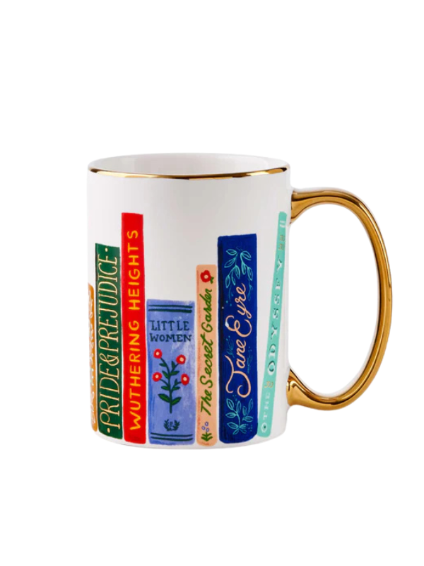 Rifle Paper Co. Book Club Mug - Perfect for Coffee, Tea & Reading - Ideal for Book Lovers & Literary Gifts