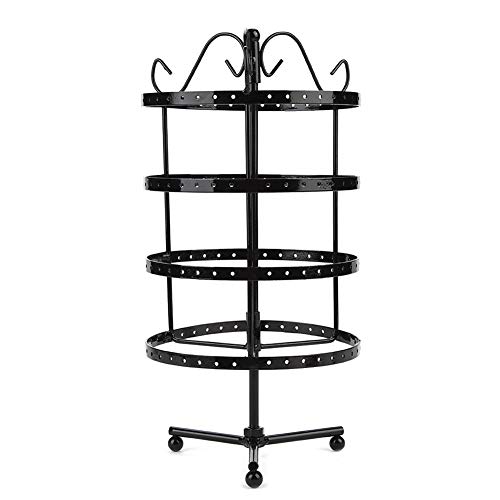 144-Hole Rotating Jewelry Display Stand - 3-Tier Earring Hanger & Jewelry Organizer for Women (Black) | Perfect for Boutique, Retail Store, and Home Jewelry Organization