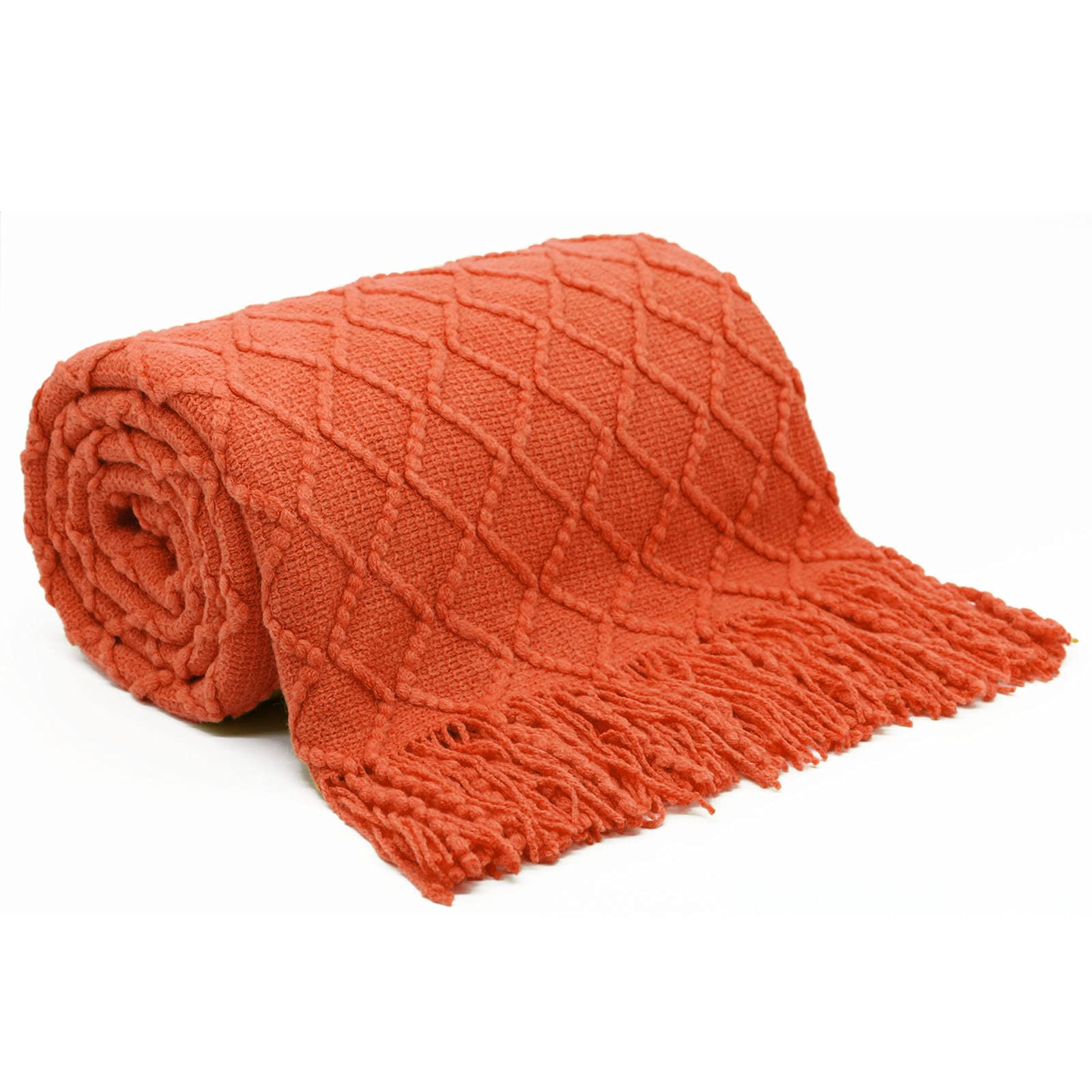 Soft Mokoya Orange Knit Throw Blanket - 50