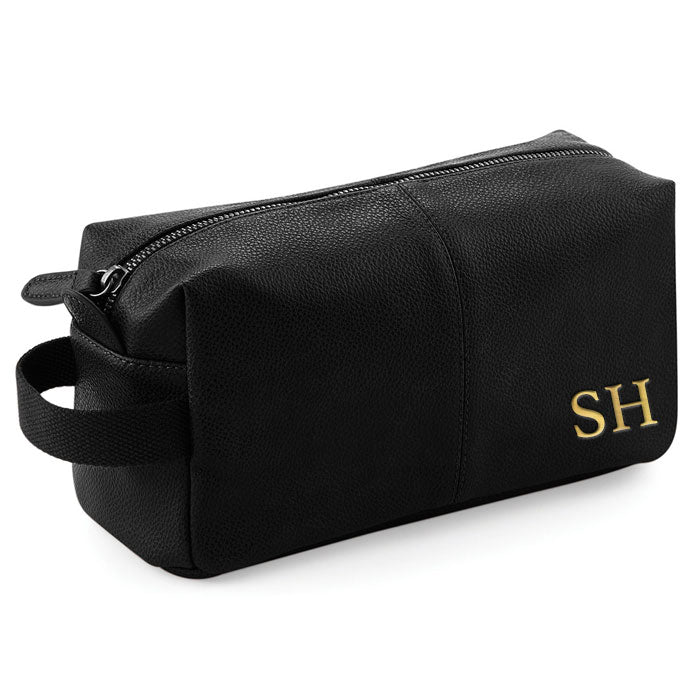 Carnaby Initial Gold Embossed Weekend Washbag - Luxury Travel Toiletry Bag for Men & Women - Perfect for Vacation, Gym, and Business Trips