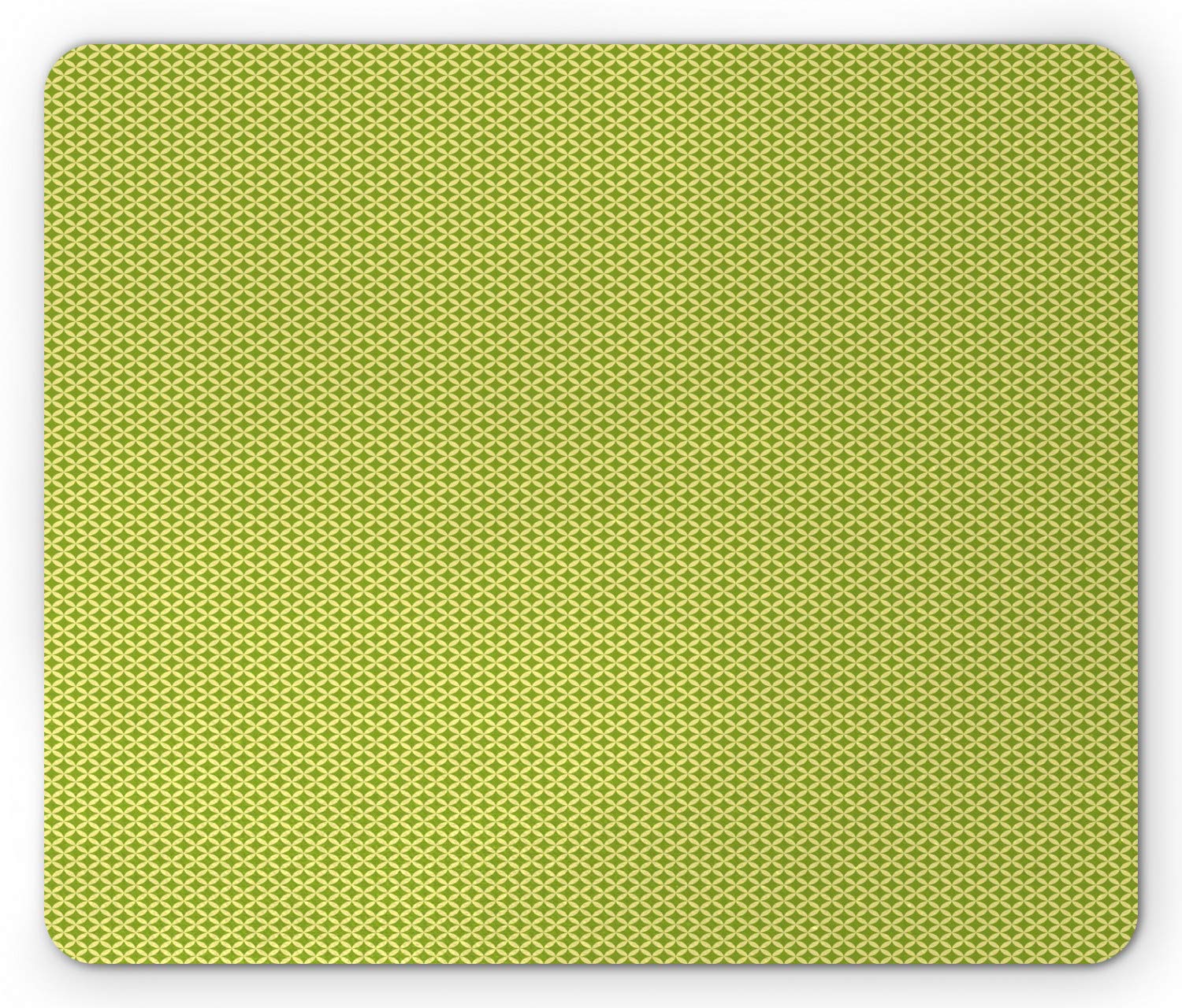 Ambesonne Retro Mouse Pad - Non-Slip Rubber Base with Vintage Geometric Pattern in Lime Green & Pastel Yellow | Perfect for Office, Gaming & Home Computer Setup