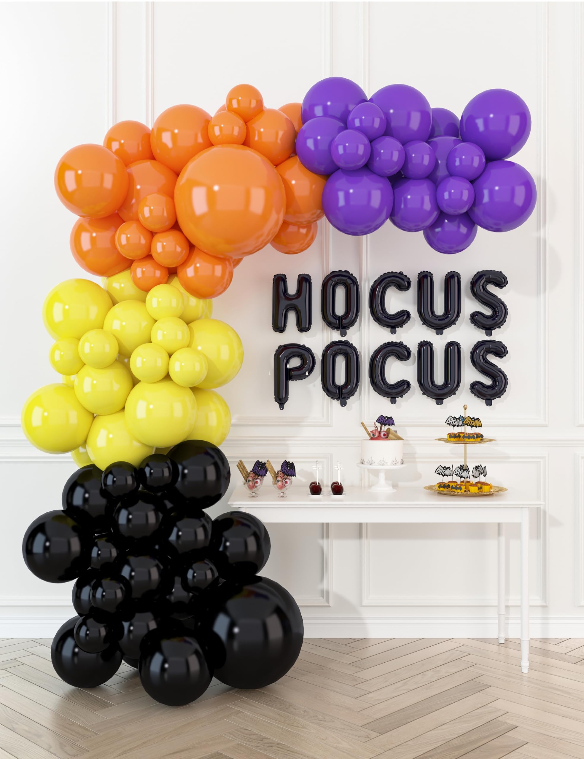 HOUSE OF PARTY Halloween Balloon Arch Kit - 86 Pcs Hocus Pocus Decorations with Yellow, Purple, Orange & Black Balloons | Spooky Halloween Party Supplies for Home, Yard & Haunted House Decor