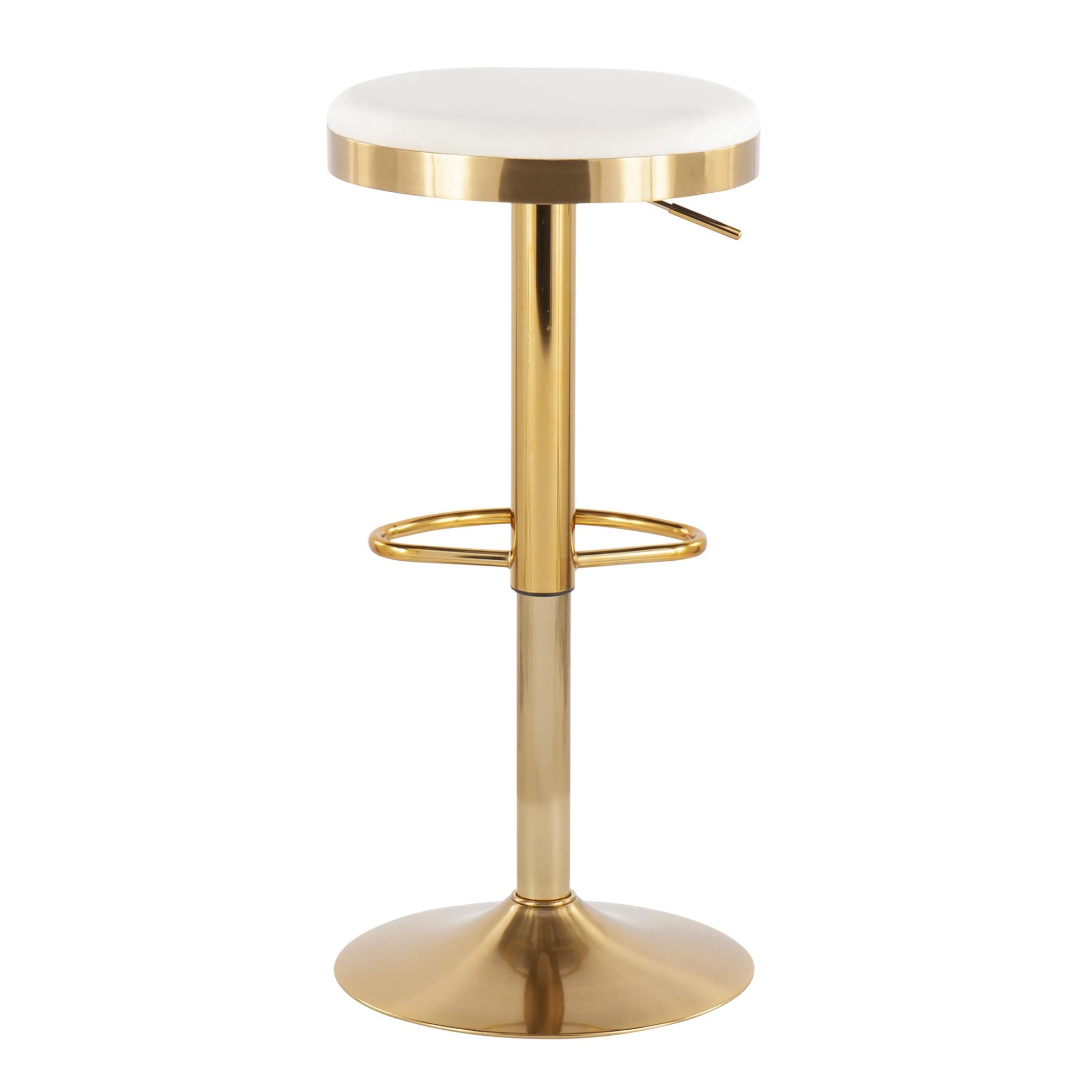 LumiSource Dakota Adjustable Swivel Bar Stool Set of 2 - Gold Upholstered Bar Chairs for Kitchen Island, Home Bar & Dining Counter - Comfortable Counter Height Stools with Footrest