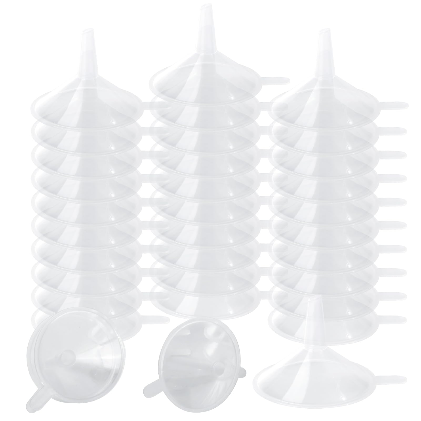 200 Pack Plastic Mini Funnels - 2.2 Inch Small Funnel for Essential Oils, Spices, Lab Bottles, Sand Art & DIY Crafts - Perfect for Home, Kitchen, Science Experiments & Recreational Activities