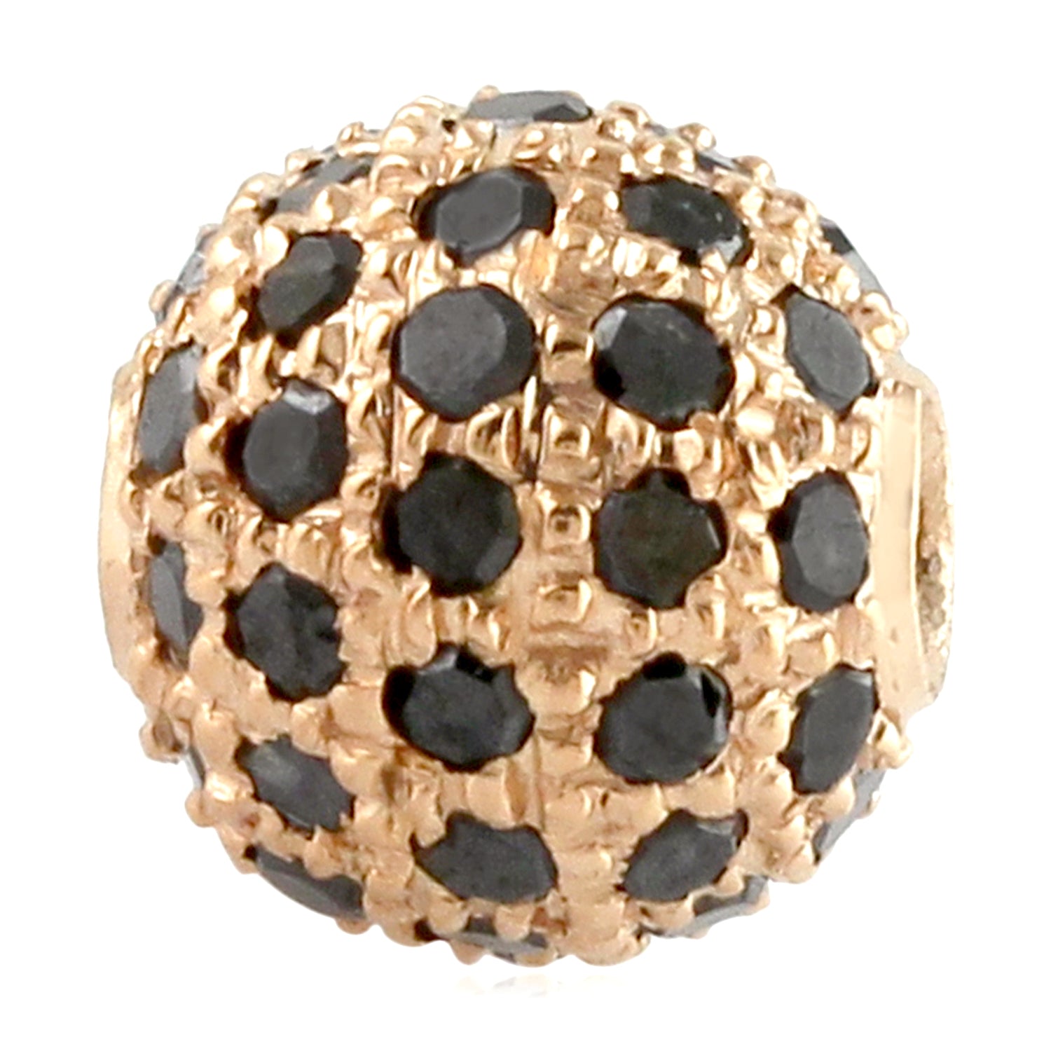 18k Rose Gold Black Diamond Pave Bead Ball - Jewelry Making Supplies for Necklaces, Bracelets & DIY Craft Projects