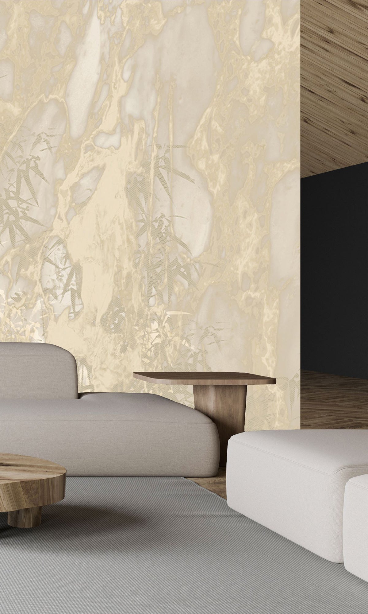 Gold Abstract Bamboo Forest Peel and Stick Wallpaper M2582 - Self-Adhesive Removable Wall Mural for Living Room, Bedroom, or Office Decor