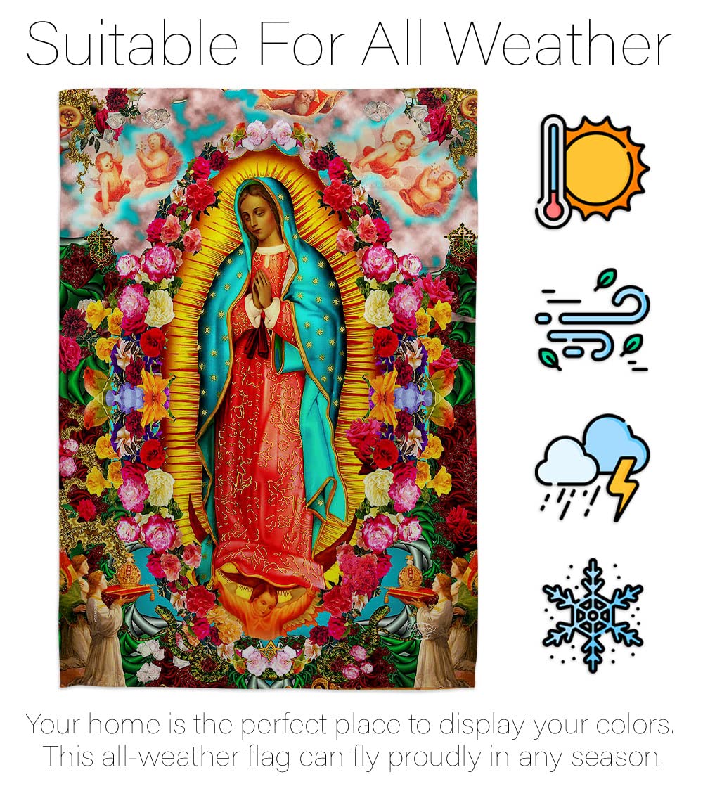Our Lady of Guadalupe Flag - Religious Home & Garden Decor, Cemetery Grave Yard Decoration, Christian Easter Gift with Peace Dove - Made in USA | Perfect for Church Altars, Memorial Gardens & Spiritual Spaces