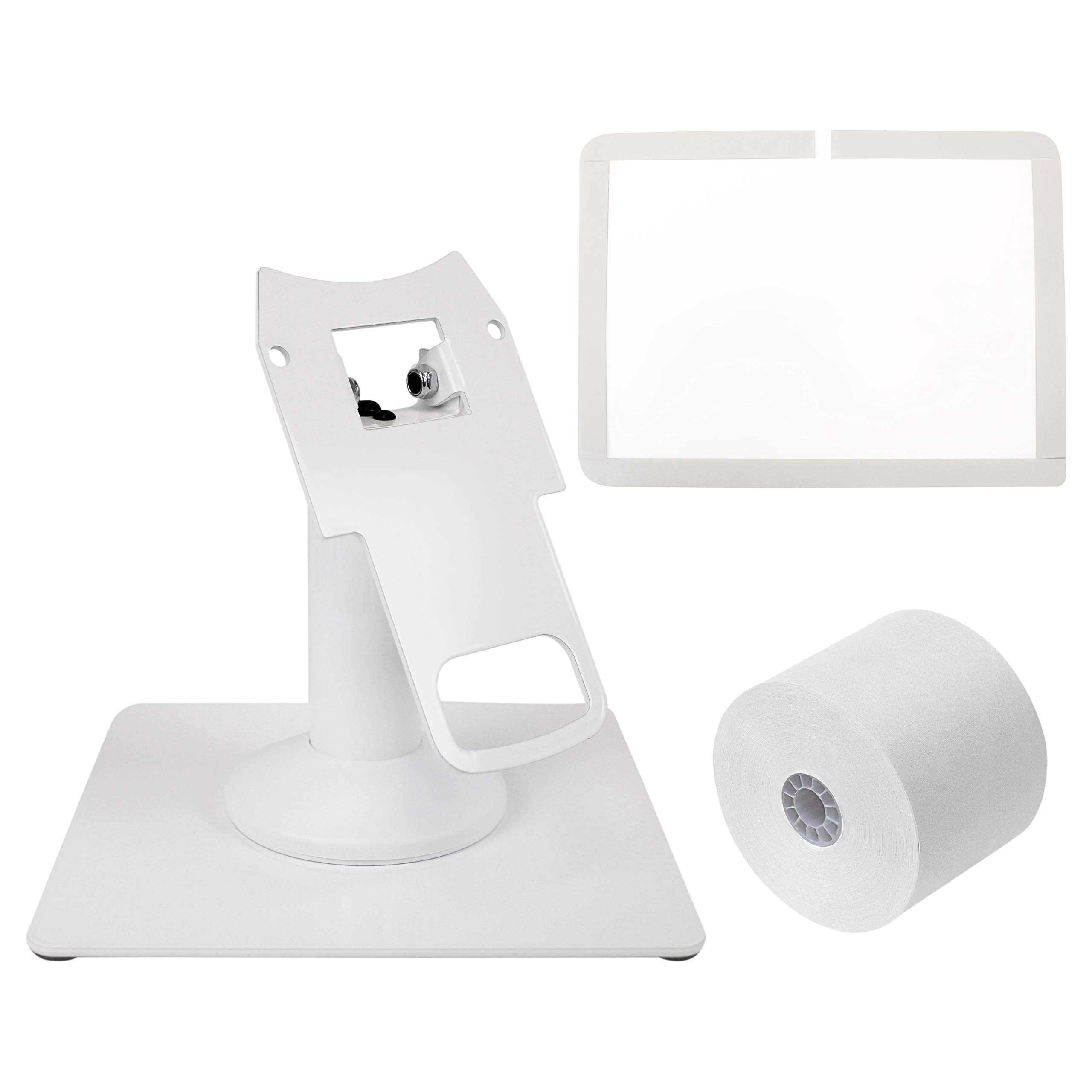 DCCStands Freestanding Swivel & Tilt Clover Mini/Clover Mini 3 Terminal Stand with 10 Rolls Thermal Paper & Screen Protector - Perfect for Coffee Shops, Restaurants, and Retail POS Systems