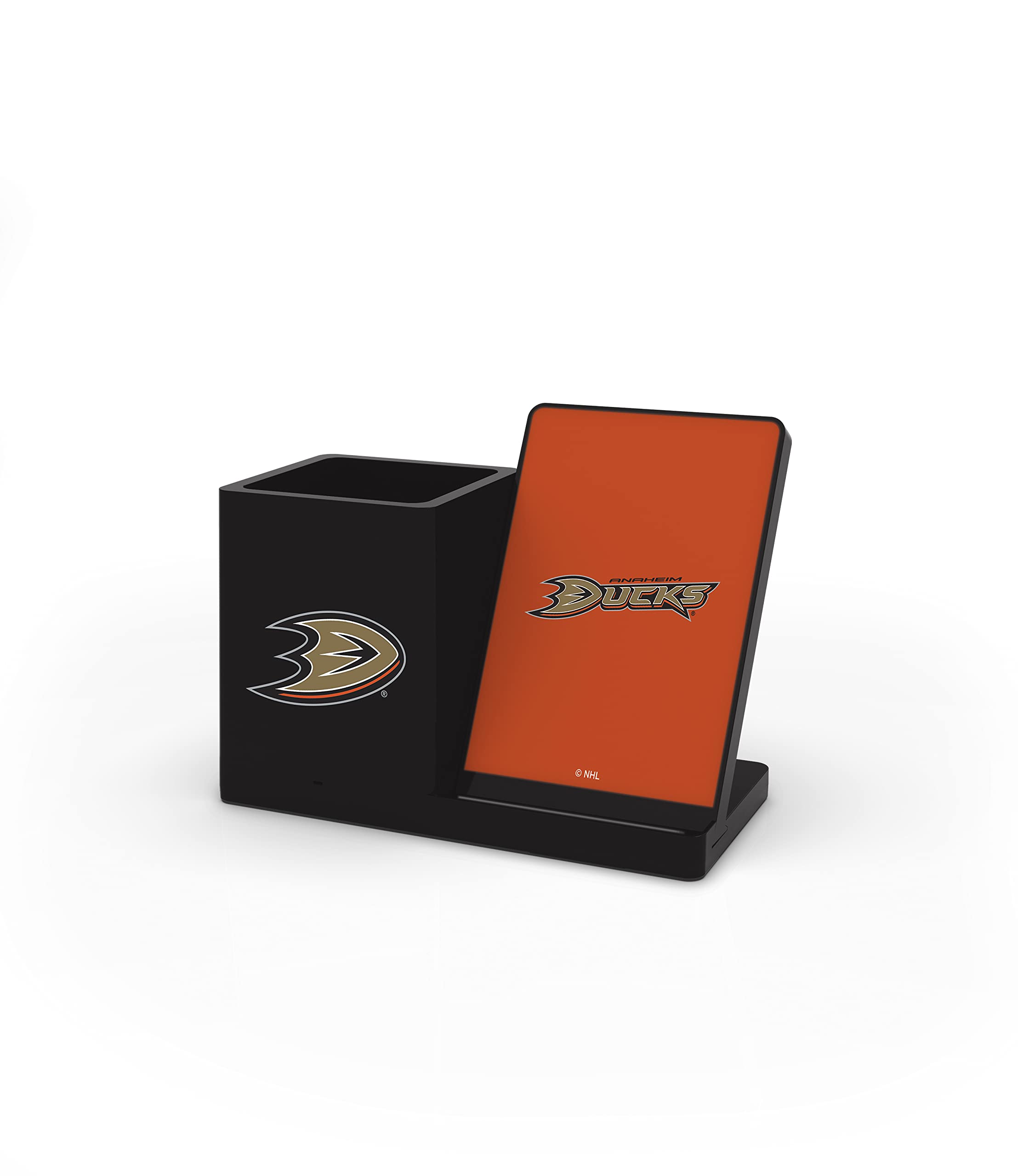 SOAR NHL Anaheim Ducks Wireless Charging Station & Desktop Organizer - Qi-Certified Fast Charger for iPhone 15/14/13/12, Samsung Galaxy S23/S22/S21 - Perfect for Office Desk, Nightstand & Gaming Setup