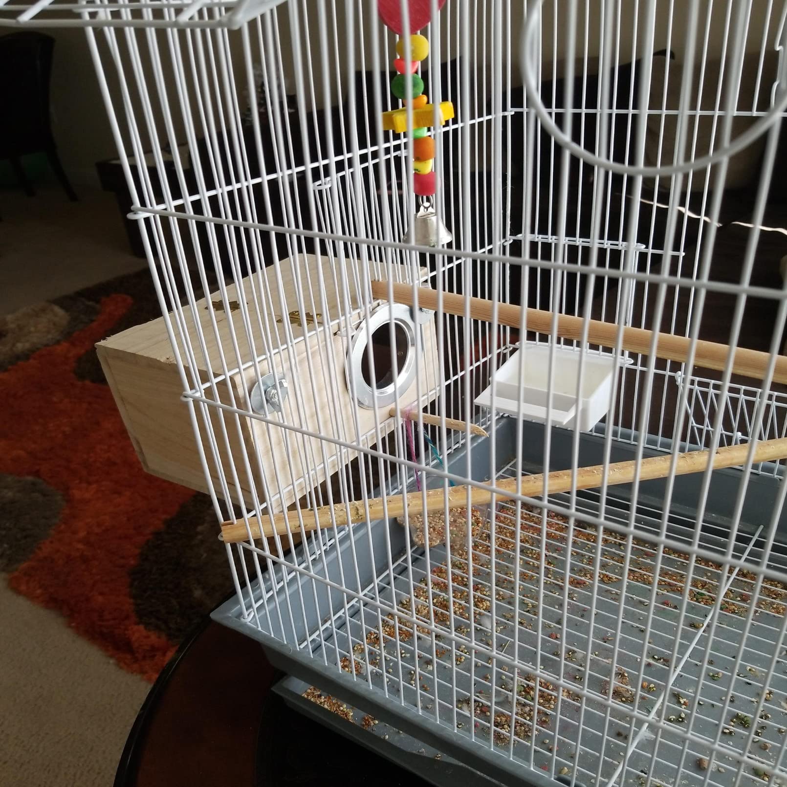 Transparent Wooden Parakeet Nesting Box - Natural Bird Breeding House with Perch for Lovebirds, Cockatiels & Canaries | Perfect for Cage Mounting & Safe Bird Nesting