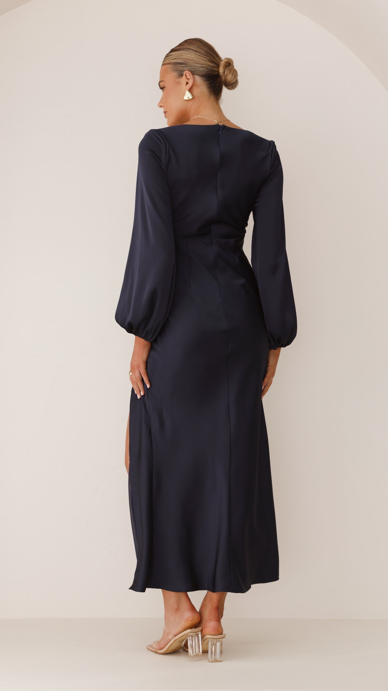 Brigitte Maxi Dress Navy Blue - Elegant Long Flowy Summer Dress for Women, Perfect for Beach Vacations, Weddings & Casual Outings