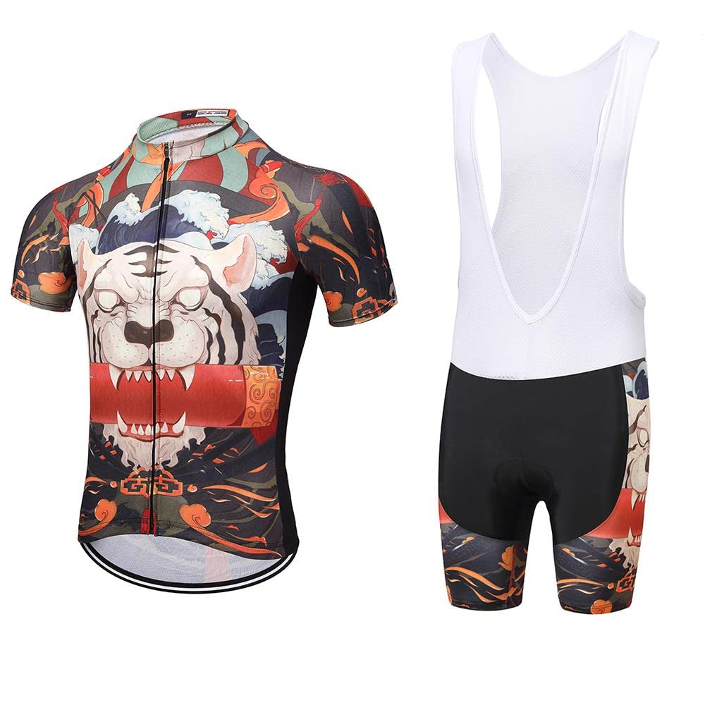 Men's Cycling Jersey & Bib Shorts Set - Quick-Dry, Full-Zip Road Bike Clothing Kit for Comfortable Long-Distance Rides | Perfect for Road Cycling, Training & Outdoor Sports