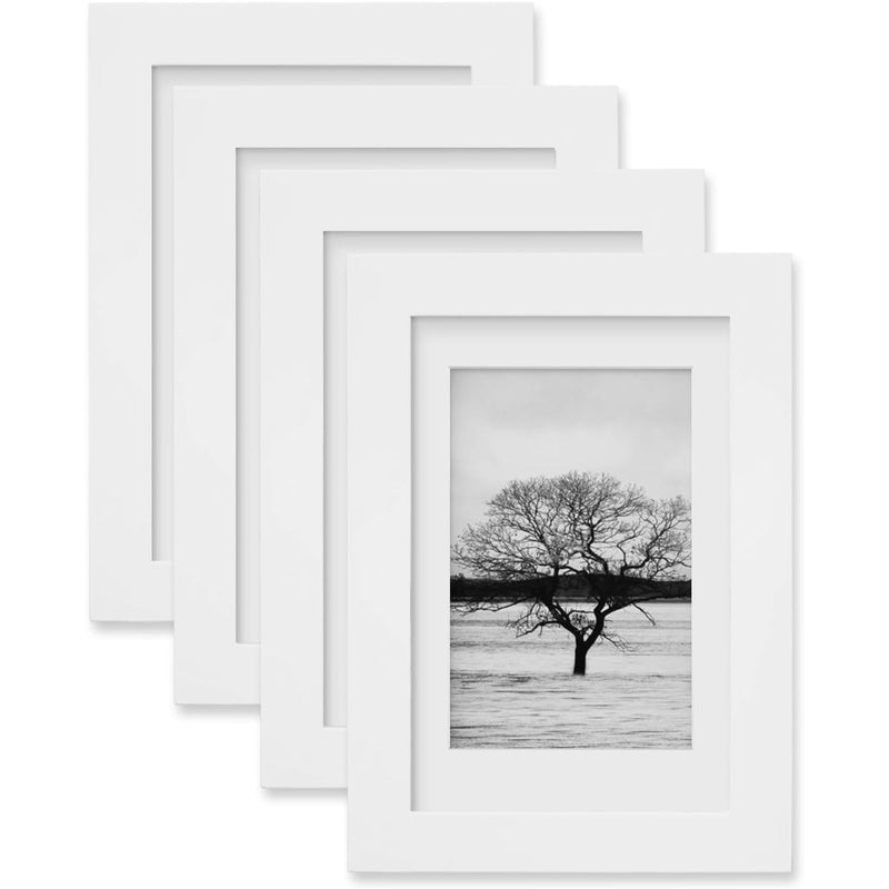 Premium Solid Wood Picture Frame Set of 4 - 8x10 Inches with/without Mat - Handcrafted Wall Photo Frames for Family Photos, Artwork & Home Decor - Perfect for Living Room, Bedroom & Office Display