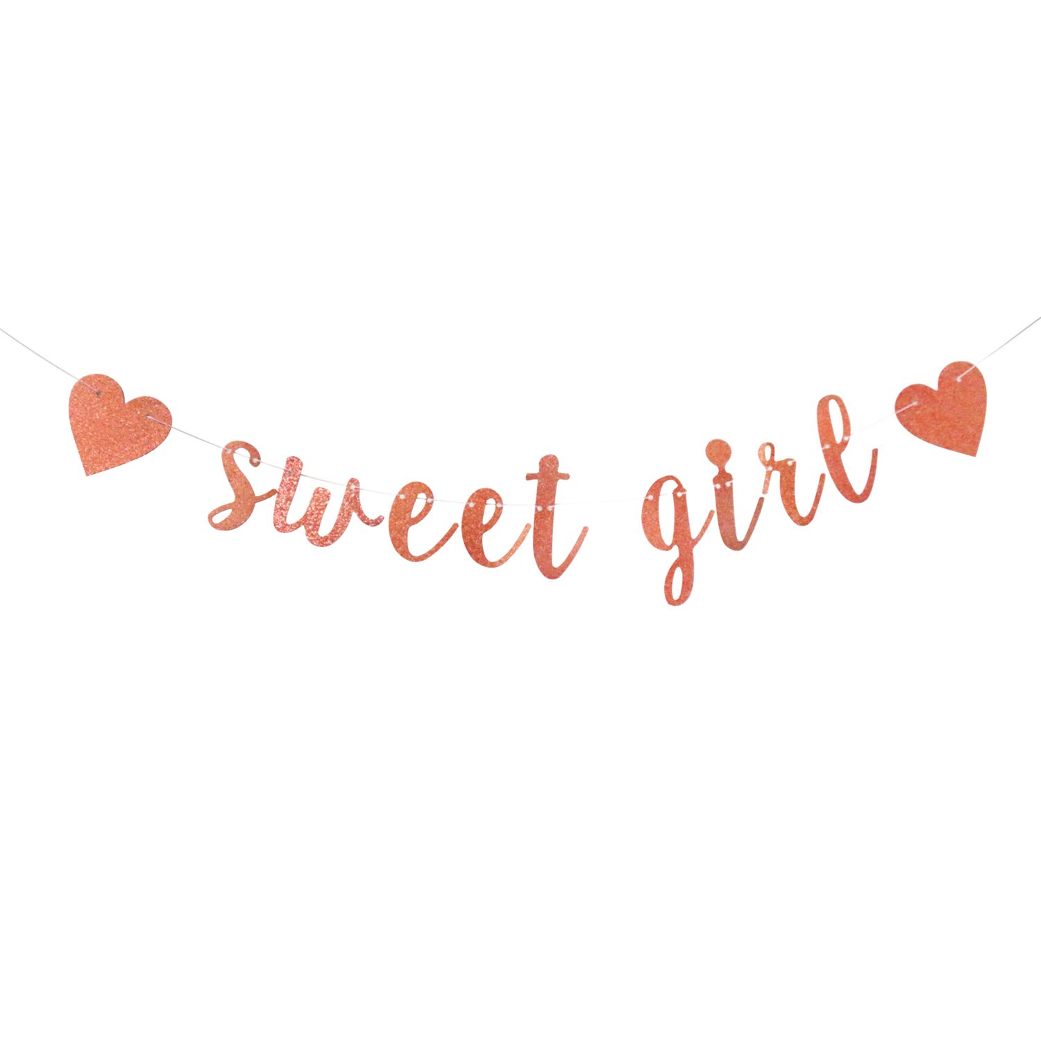 Rose Gold Glitter Sweet Girl Banner - Baby Shower Decorations for Girls, Wedding, Anniversary & 1st Birthday Party Decor | Perfect for Nursery, Gender Reveal & Celebration Backdrops
