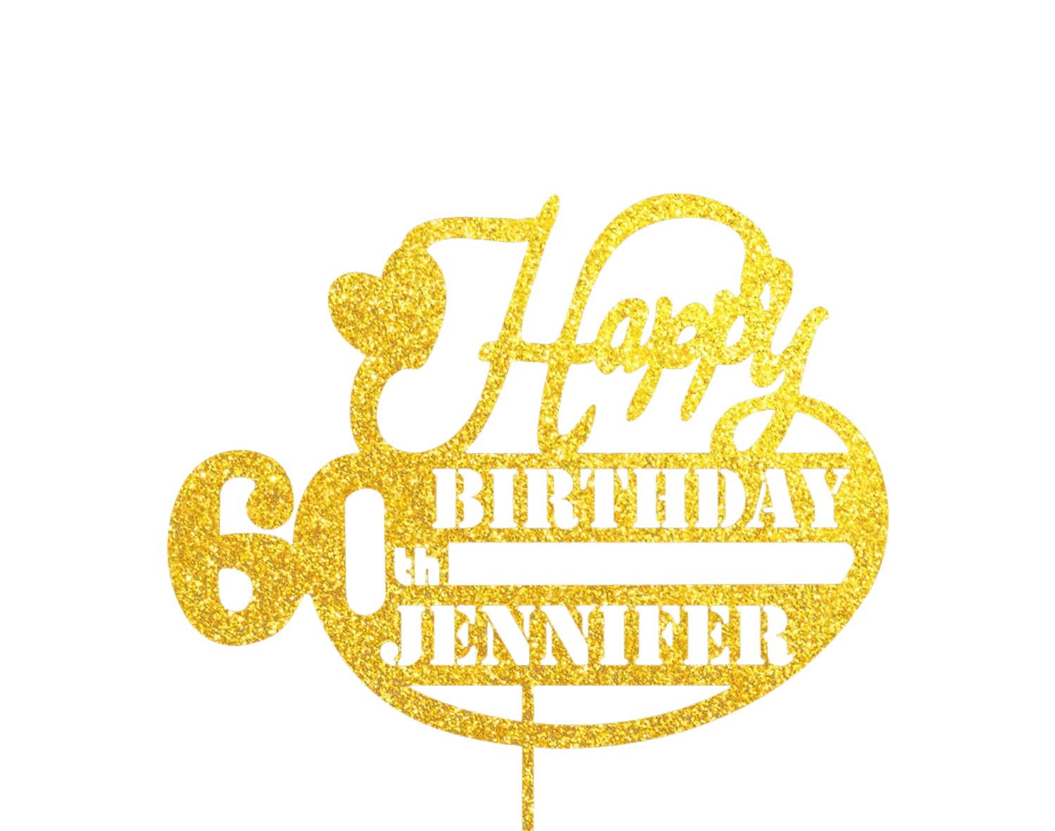 Custom Personalized Anniversary Birthday Cake Topper - Happy Birthday Cake Decorations - 60th Age Topper for Cakes - Wedding, Baby Shower & Party Decor