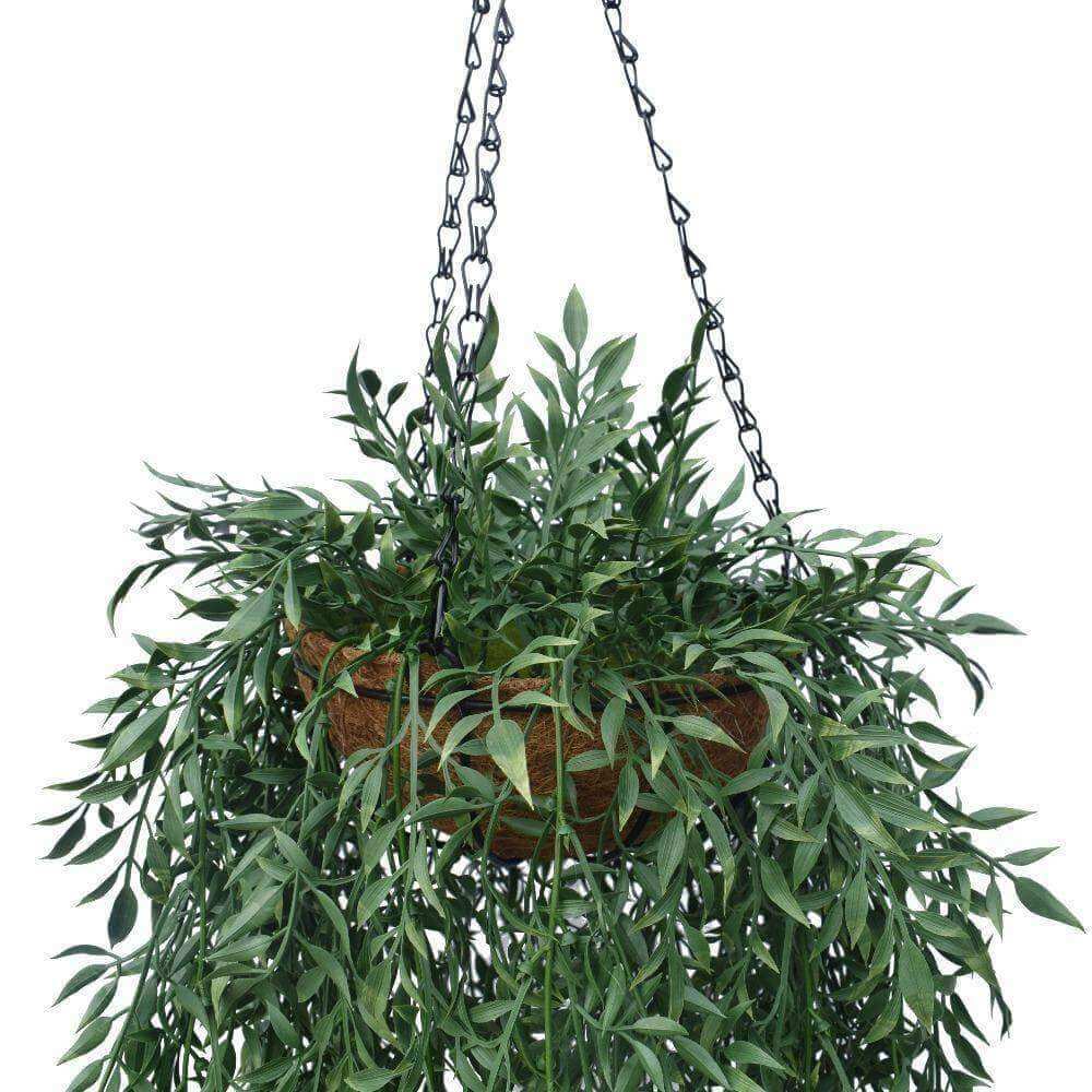 110cm UV Resistant Artificial Fern Hanging Basket - Indoor/Outdoor Fake Plant for Home, Patio, Garden, and Office Decor - Perfect for Porch, Balcony, and Living Room Greenery