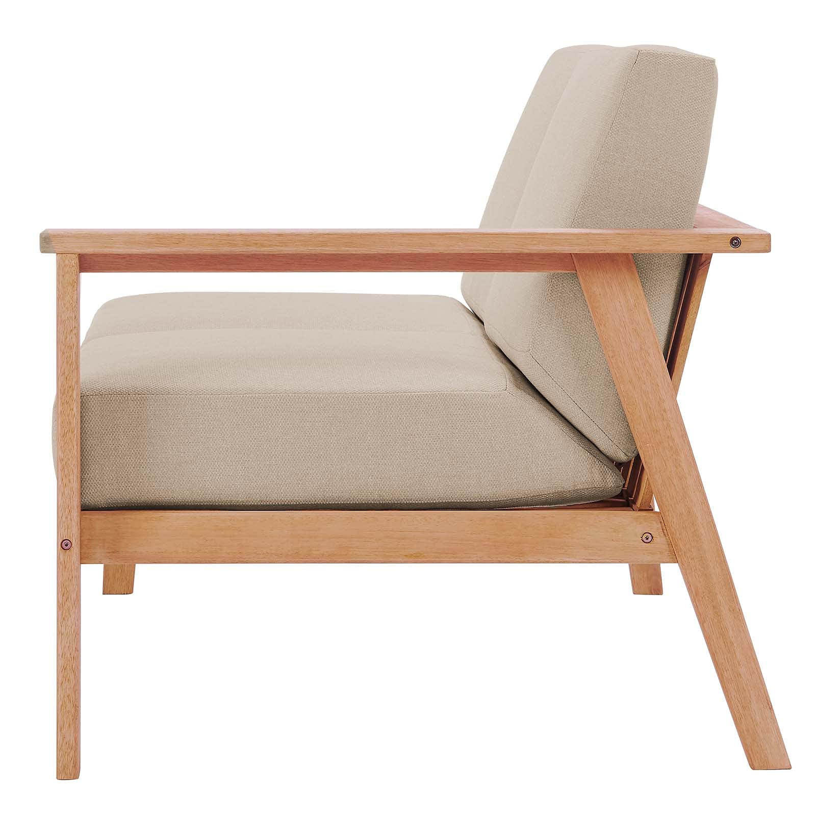 Modway Outdoor Patio Eucalyptus Wood Sectional Sofa Right-Facing Loveseat in Natural Taupe - Durable Weather-Resistant Garden Furniture for Backyard, Poolside & Patio Relaxation