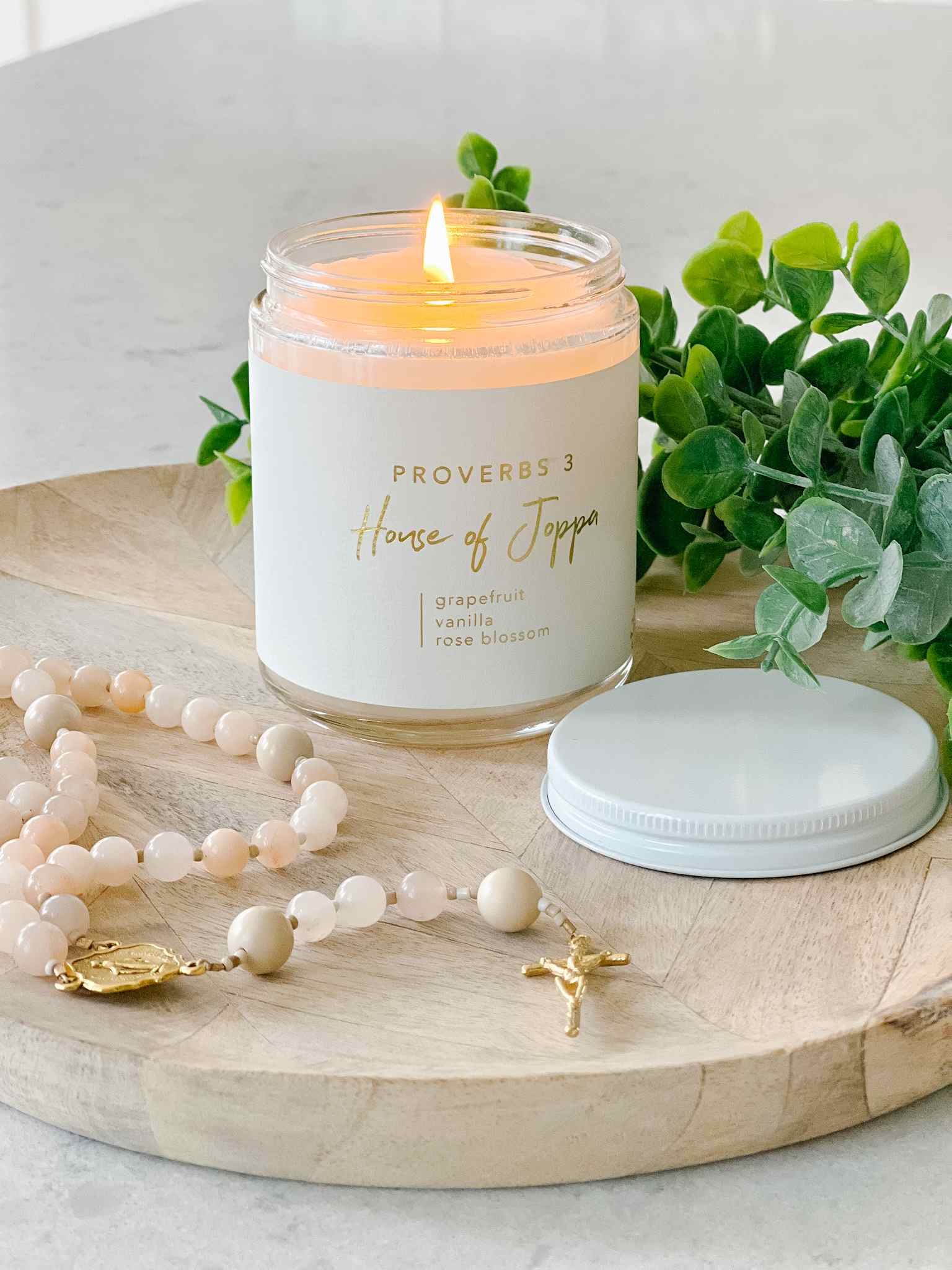 Proverbs 3 Scented Candle - Grapefruit Vanilla Rose Aromatherapy for Home Relaxation & Meditation