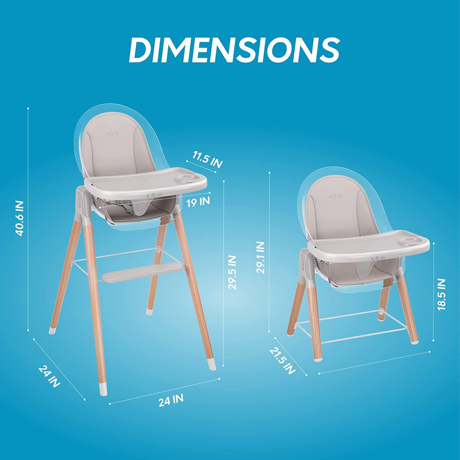 Premium Deluxe High Chair for Babies & Toddlers with Removable Cushion - Adjustable Height & Easy Clean for Dining, Feeding & Playtime