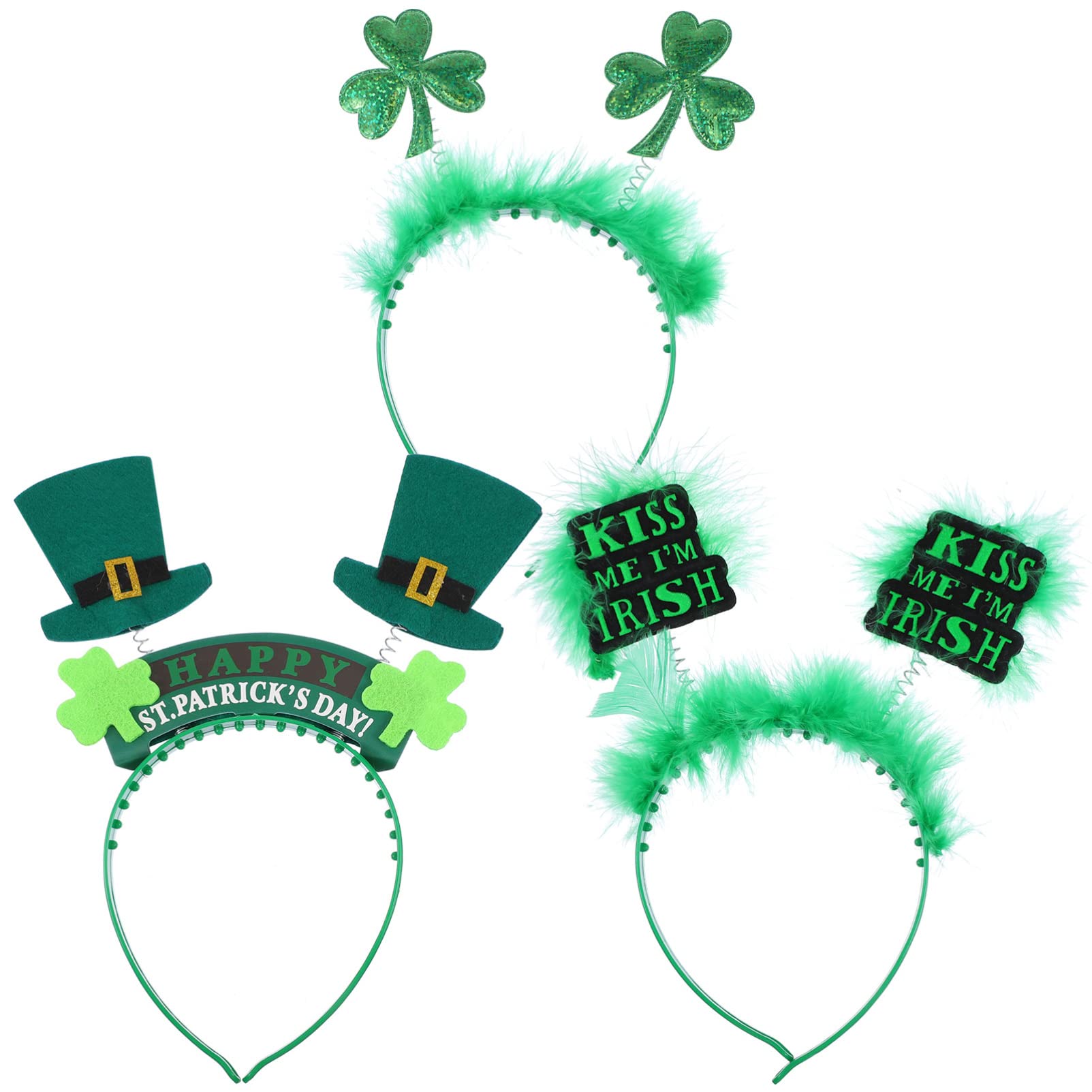 **PRETYZOOM 3Pcs St. Patrick's Day Headbands - Shamrock Festival Hair Hoops, Party Accessories for Women & Kids - Perfect for Parades, Themed Parties & Irish Celebrations**