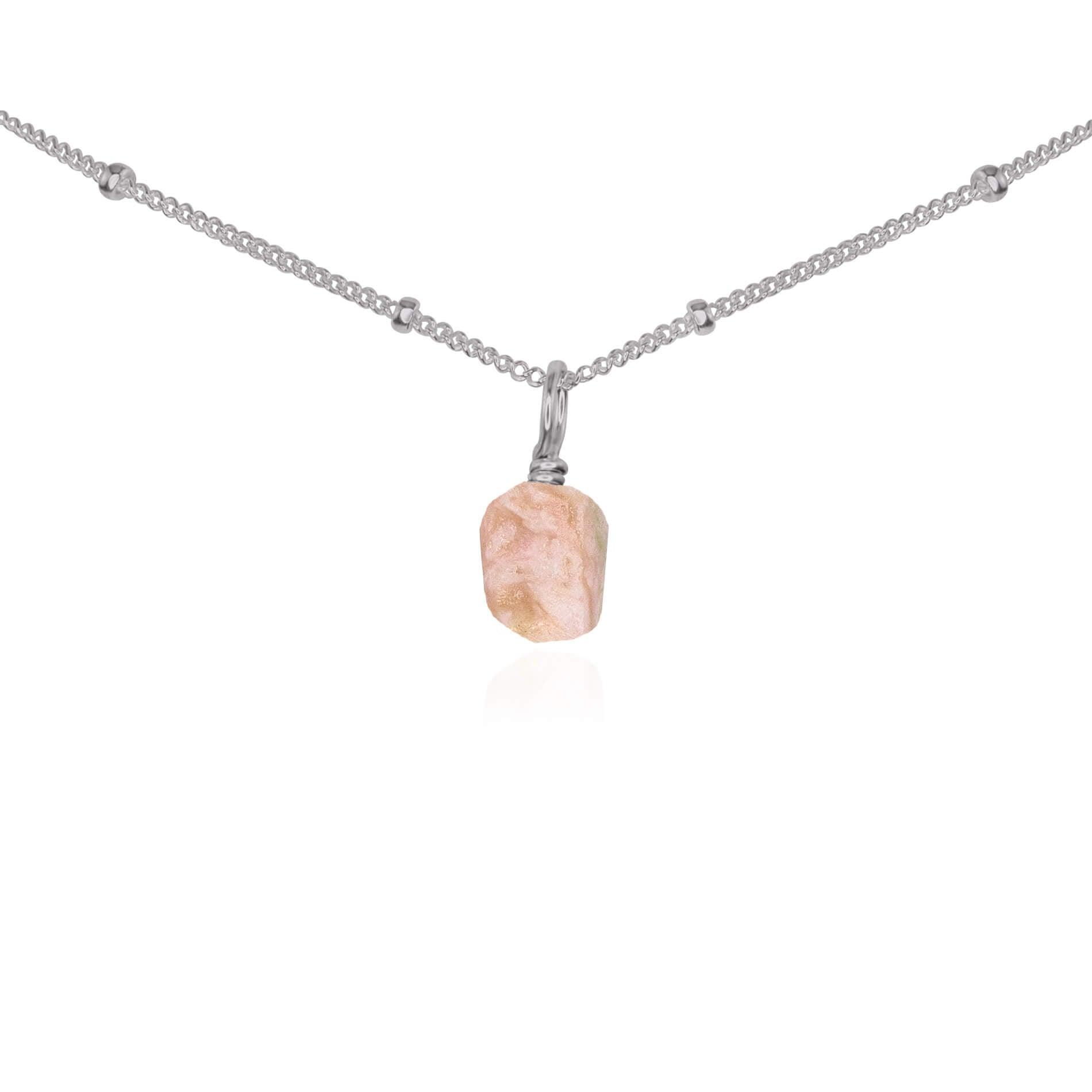 Natural Pink Peruvian Opal Gemstone Pendant Necklace - Dainty Choker for Women, Boho Jewelry Gift for Her, Perfect for Everyday Wear & Special Occasions