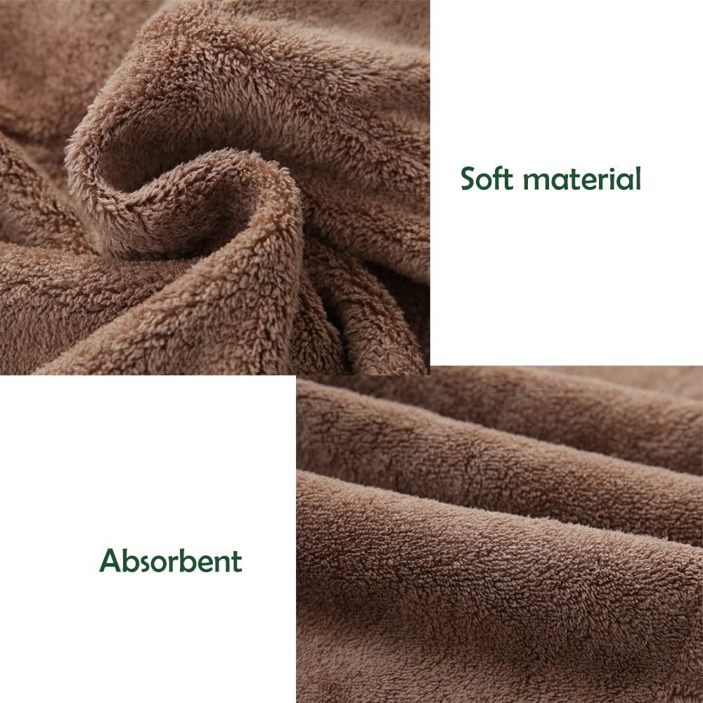 2 Pack Super Absorbent Microfiber Hair Drying Towels - Hair Wrap Turban with Button for Fast Drying (Star Green & Camel) | Perfect for Post-Shower, Salon, Travel & Home Hair Care