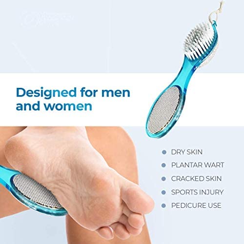 Long Handle Back Brush for Shower & Bath - Exfoliating Body Scrubber with 4-in-1 Foot Scrubber and Callus Remover - Perfect for Deep Cleaning, Exfoliation, and Relaxation in Bath or Shower