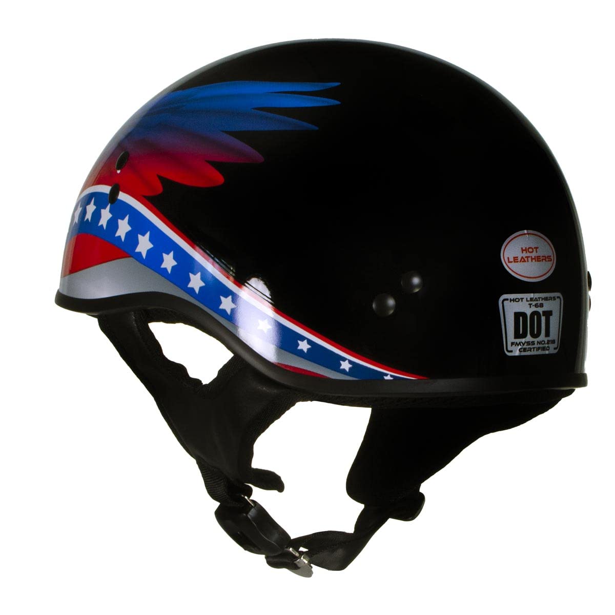 Hot Leathers HLT68 Eagle Wings Black DOT Approved Motorcycle Half Helmet - XXL Size for Cruiser & Harley Riders - Safe & Stylish Skull Cap for Urban Commuting & Weekend Rides