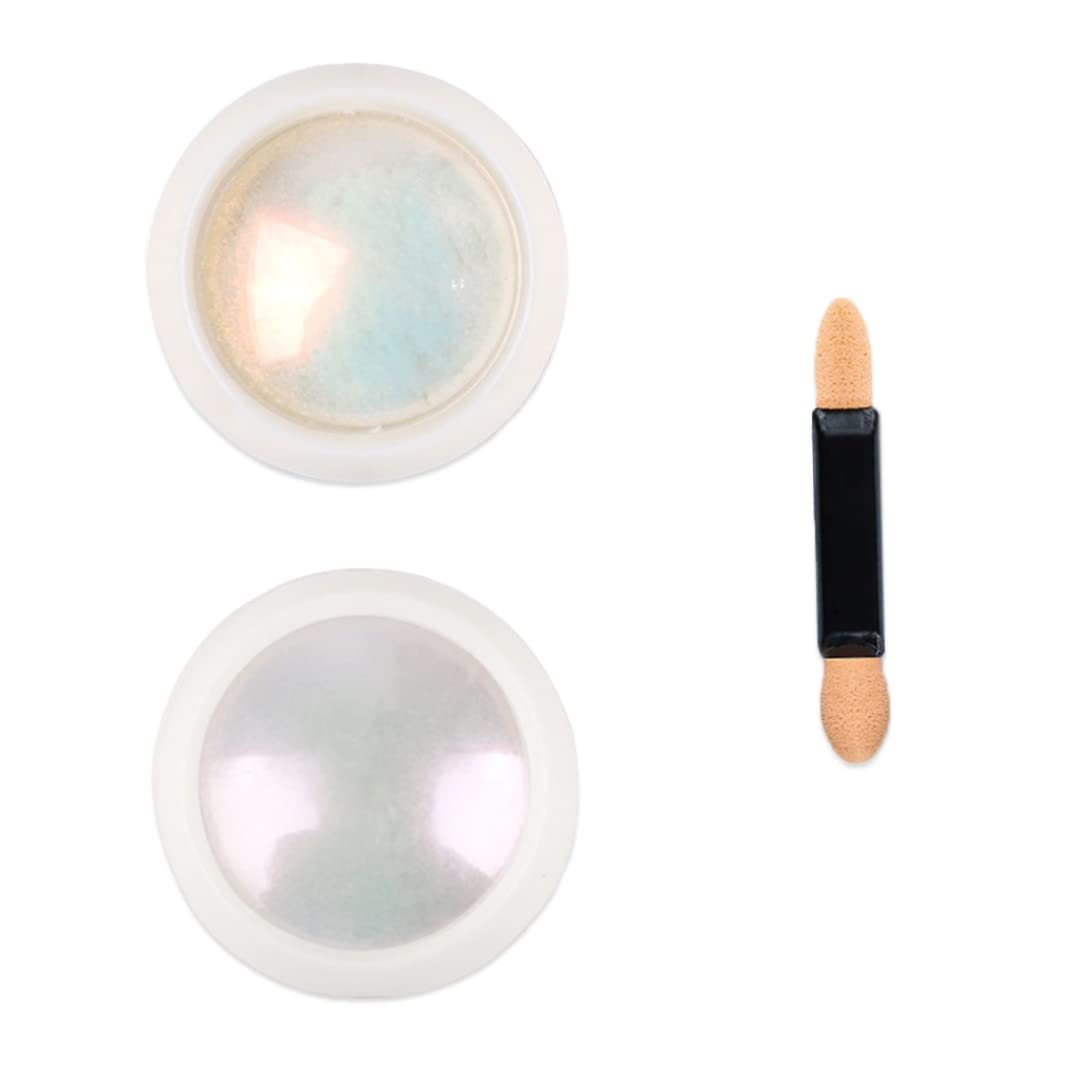 White Chrome Nail Powder - Aurora Iridescent Pigment for Manicure | Wedding, Party & Special Occasion Nail Art | Long-Lasting Chrome Nail Polish Powder for DIY & Professional Use