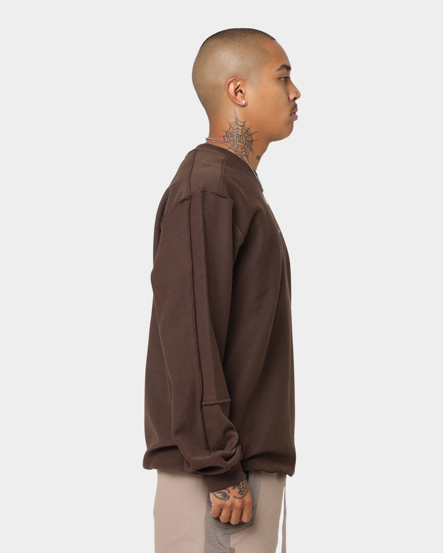 Adidas Loopback Crewneck Sweatshirt for Men - Soft Brown Cotton Pullover for Casual Wear & Street Style