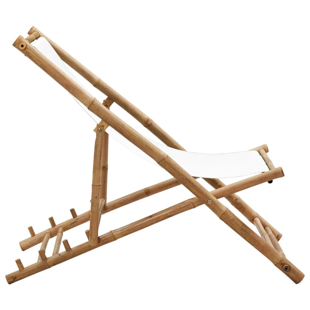 Premium Bamboo & Canvas Patio Deck Chair - Outdoor Lounge Furniture for Garden, Poolside, and Backyard Relaxation
