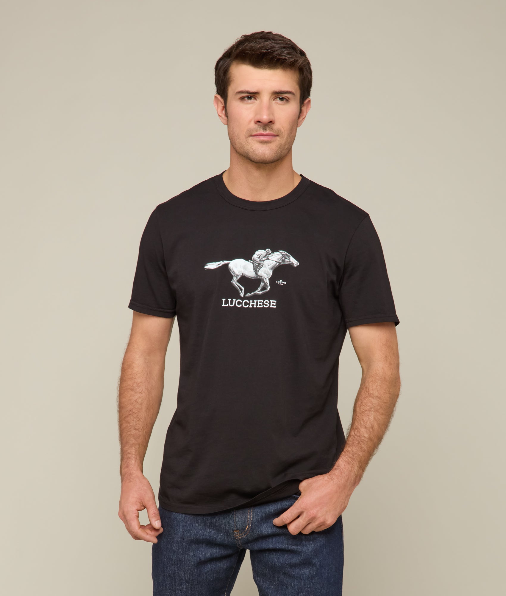 Lucchese Racehorse T-Shirt for Men - Soft Cotton Tee with Classic Western Design - Perfect for Casual Wear, Rodeo Events & Western Fashion