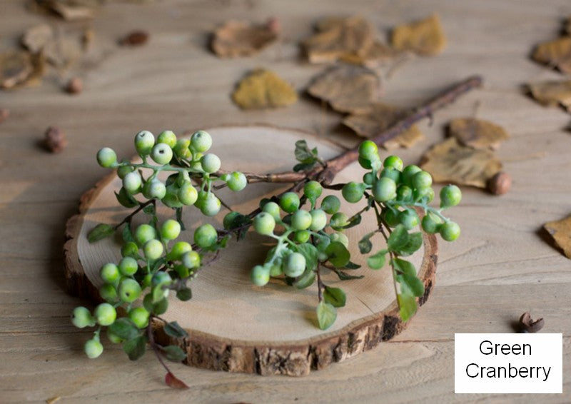 Modern Artificial Flowers for Home Decoration - Green Cranberry Fruit Branch Floral Arrangement Ideas for Living Room & Bedroom | Spring Home Decor, Wedding Centerpiece, Office Desk Decor