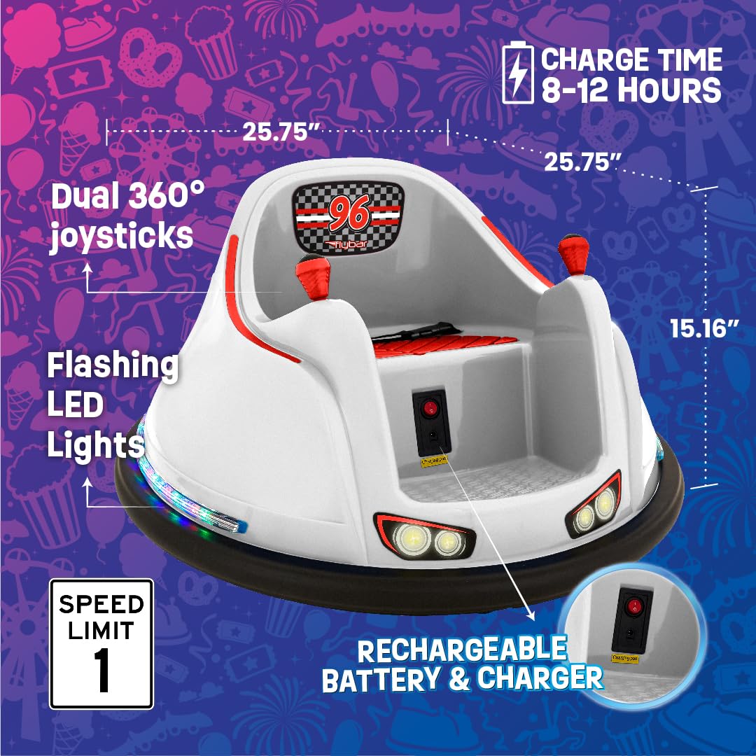 FunPark 6V Electric Bumper Car for Toddlers & Kids Ages 1.5-4 Years - 360° Spinning Ride-On Toy with LED Lights | Supports 66 lbs | Indoor & Outdoor Play | Birthday Gift for Boys & Girls | Backyard & Playground Fun | No Remote Control | Safe & Durable Kids Toy for Home, Daycare & Party Entertainment