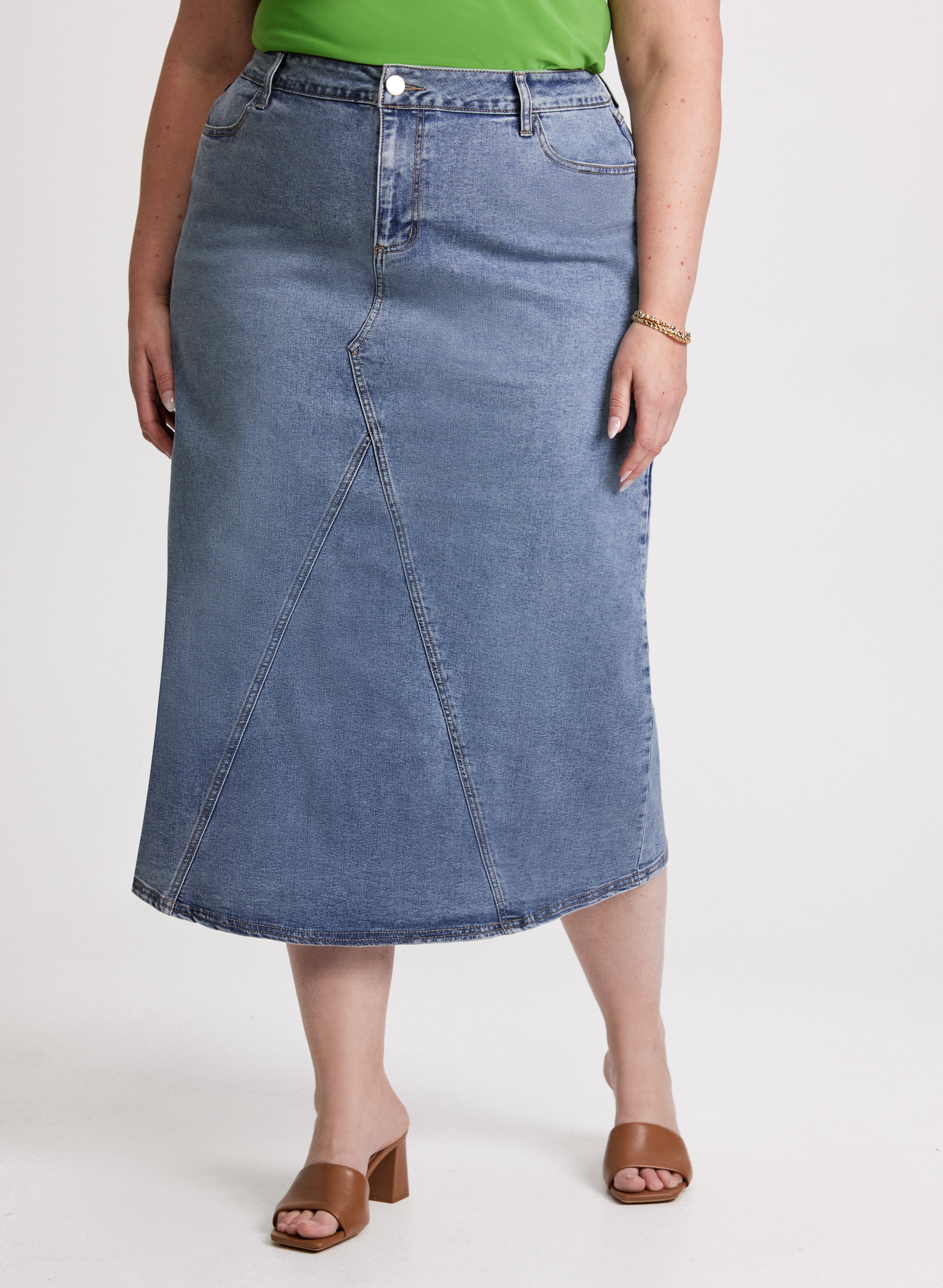 Stylish Women's Denim A-Line Skirt - High Waist Stretch Jeans Skirt for Casual Outfits | Perfect for Spring, Summer & Fall Wear with T-Shirts or Blouses