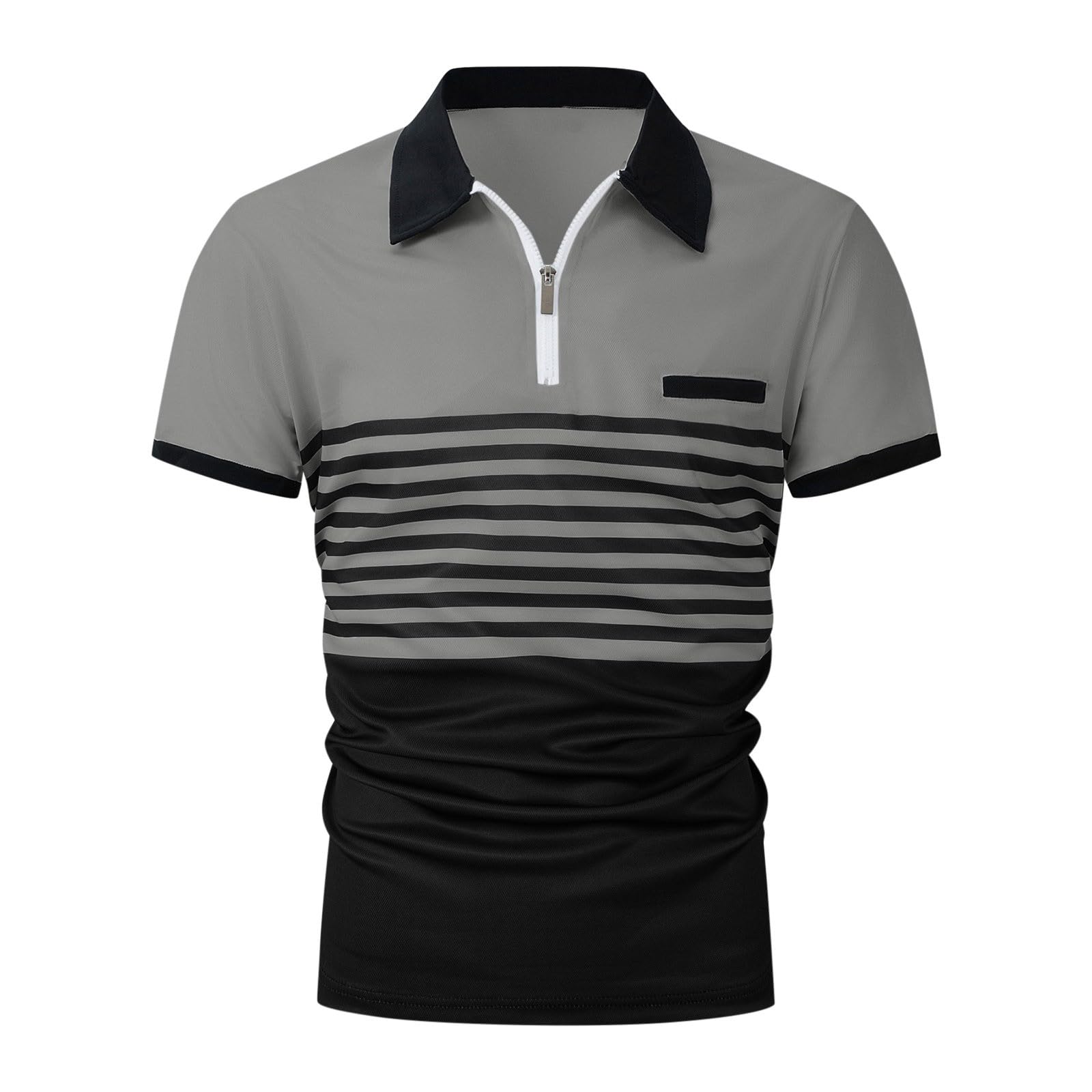 Men's Athletic Golf Polo Shirts - Short Sleeve Button Down Collared Shirt with Gradient Wave Design | Perfect for Golf, Tennis, Casual Wear & Outdoor Activities