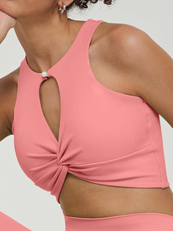 ZASUWA Women's Twist Hollow Out Solid Color Tank Top - Stylish Summer Casual Wear for Beach, Party & Everyday Outfits