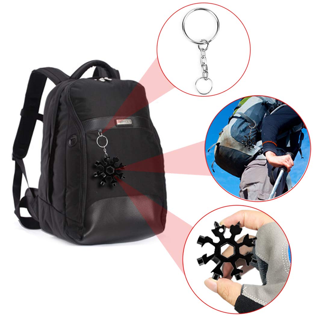 19-in-1 Stainless Steel Multi-Tool with Snowflake Design - Compact & Durable FEX 18-in-1 Black Multi-Function Tool for Camping, Hiking, Survival & Everyday Carry (EDC)